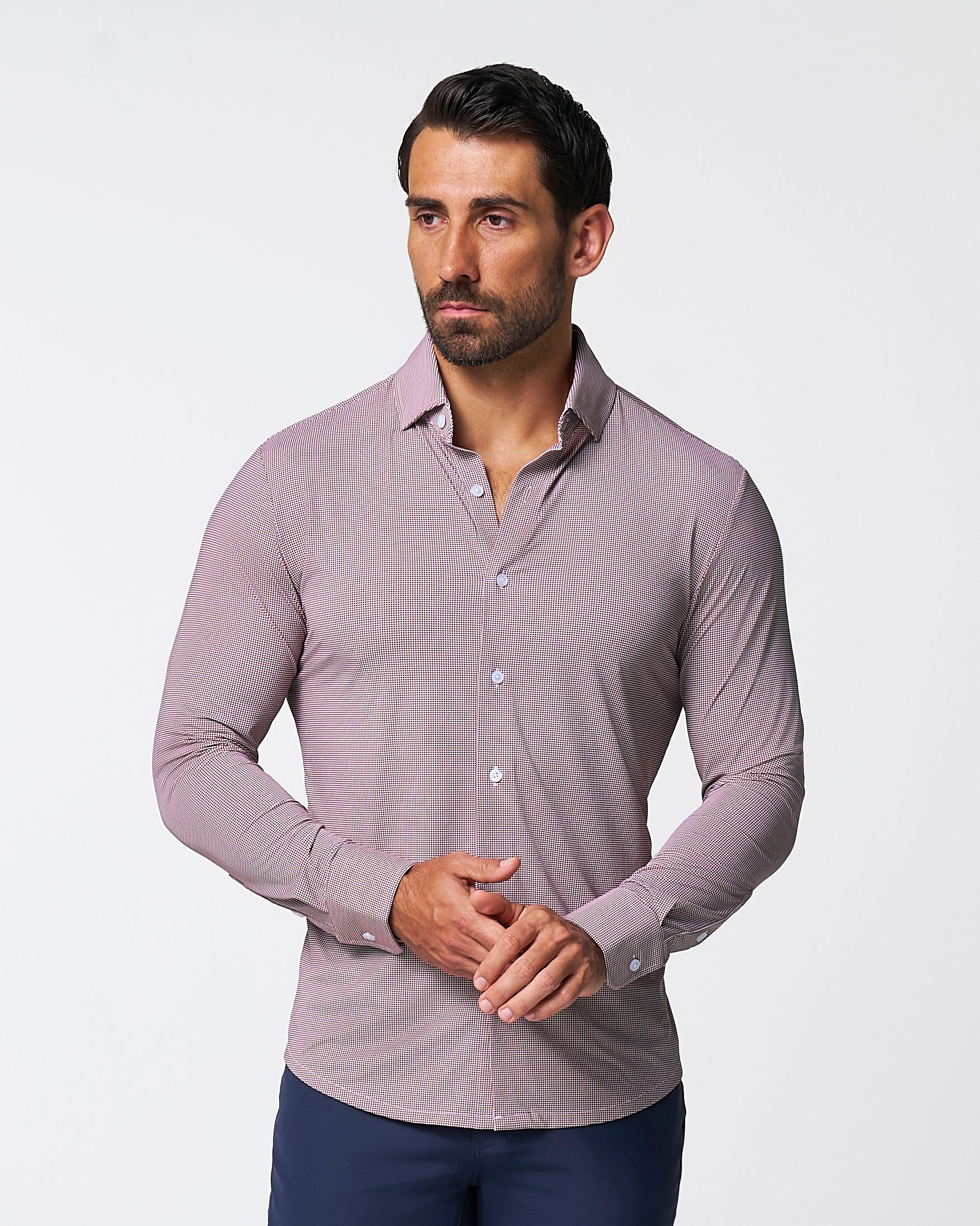 "The Colt" Sport Shirt - Deep Purple Microcheck