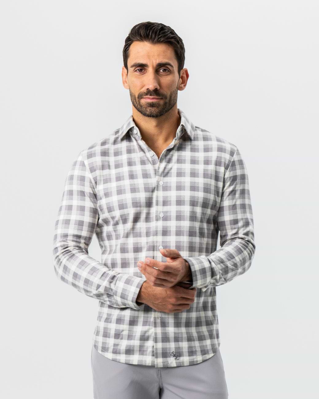 "The Holden" Grey Plaid Button Down