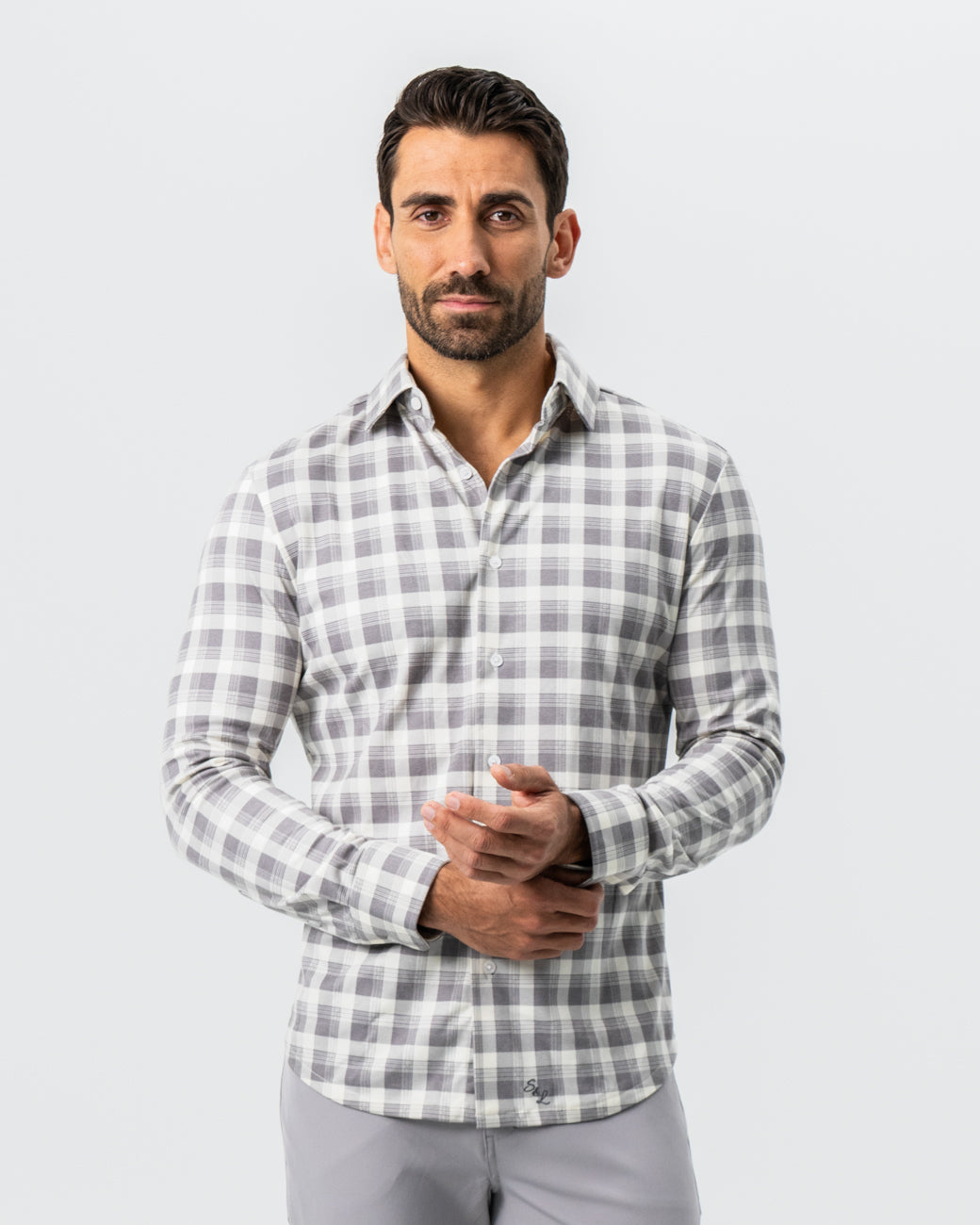 "The Holden" Grey Plaid Button Down