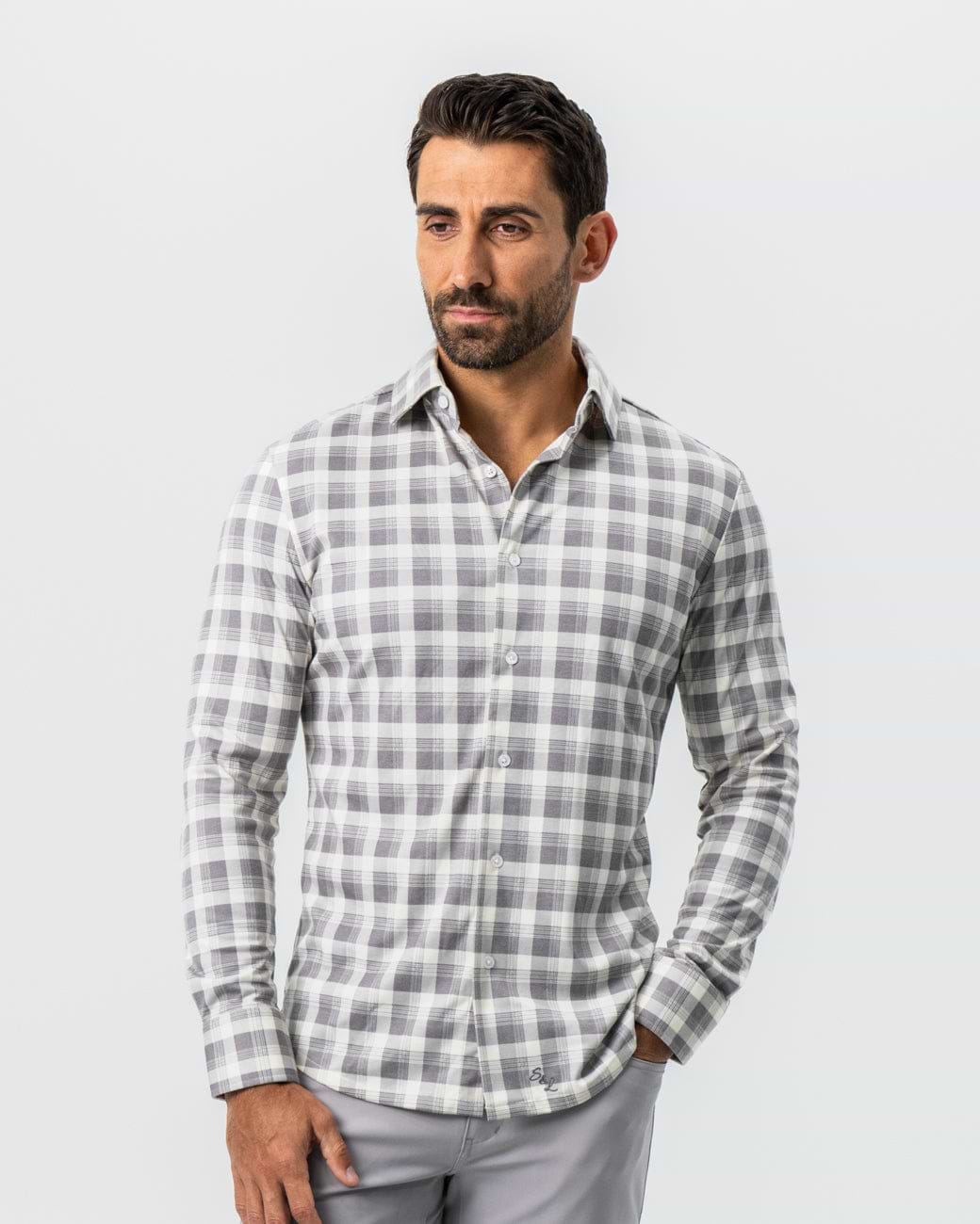 "The Holden" Grey Plaid Button Down