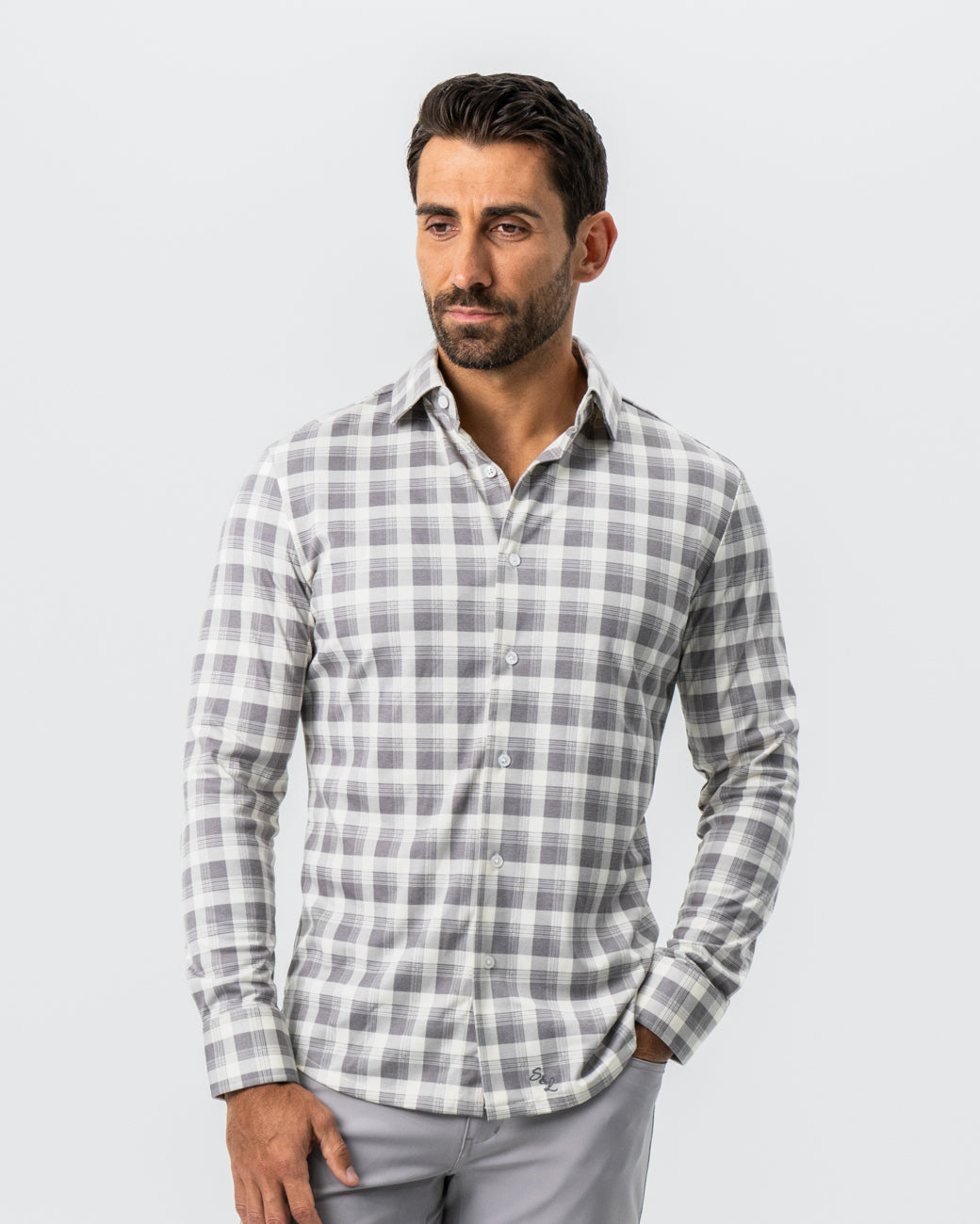 "The Holden" Grey Plaid Button Down