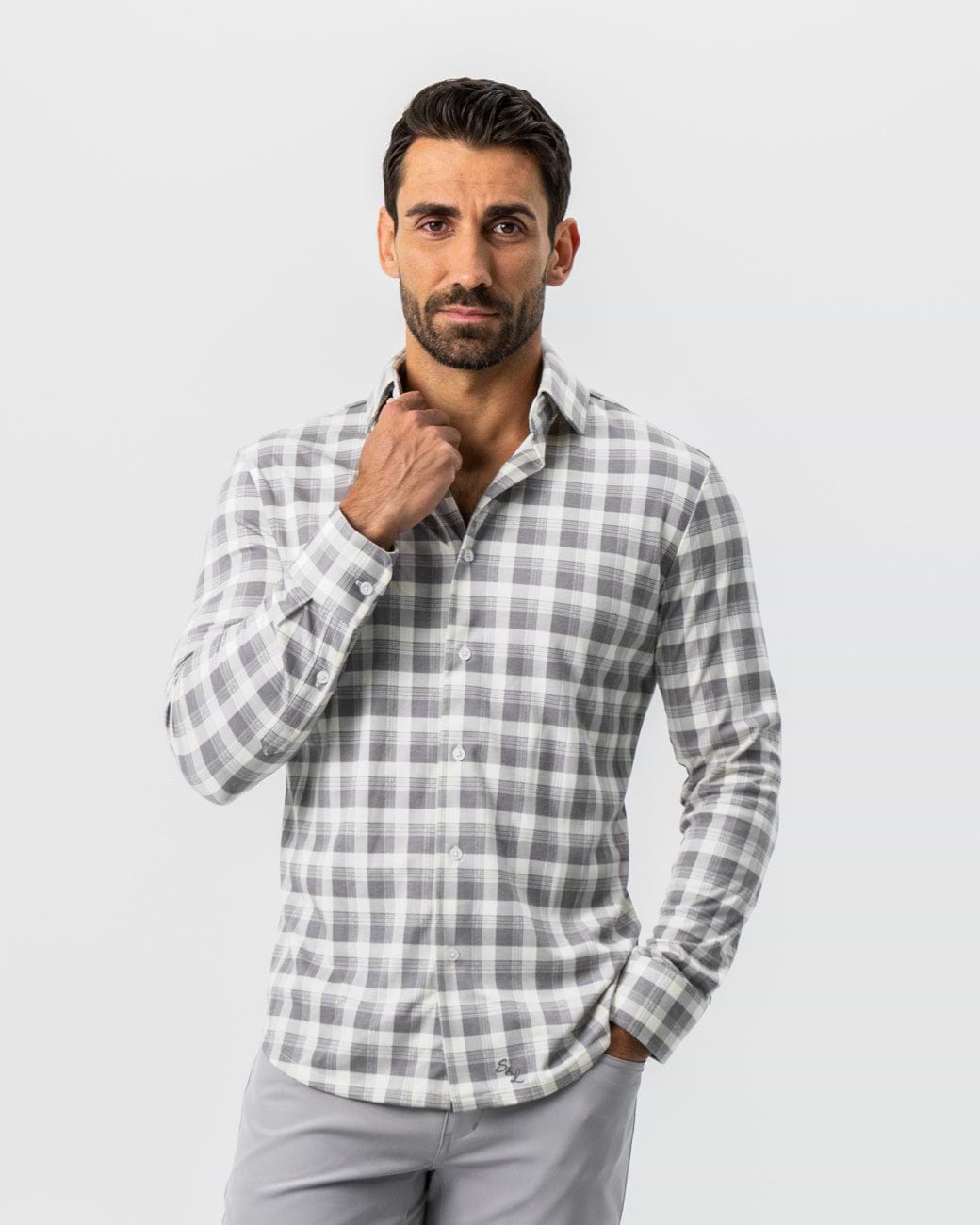 "The Holden" Grey Plaid Button Down