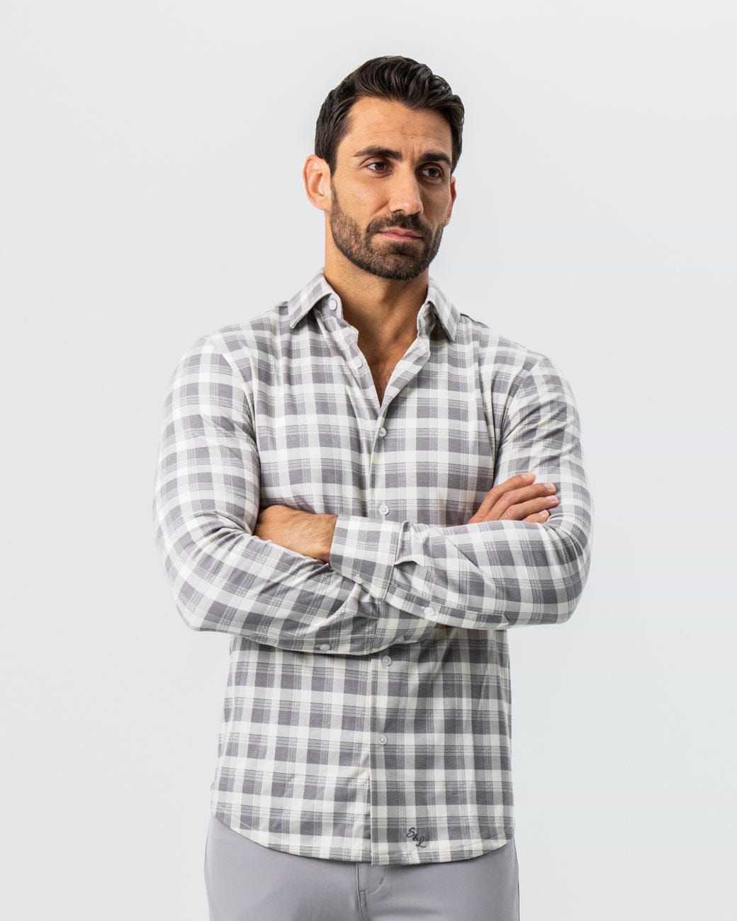 "The Holden" Grey Plaid Button Down