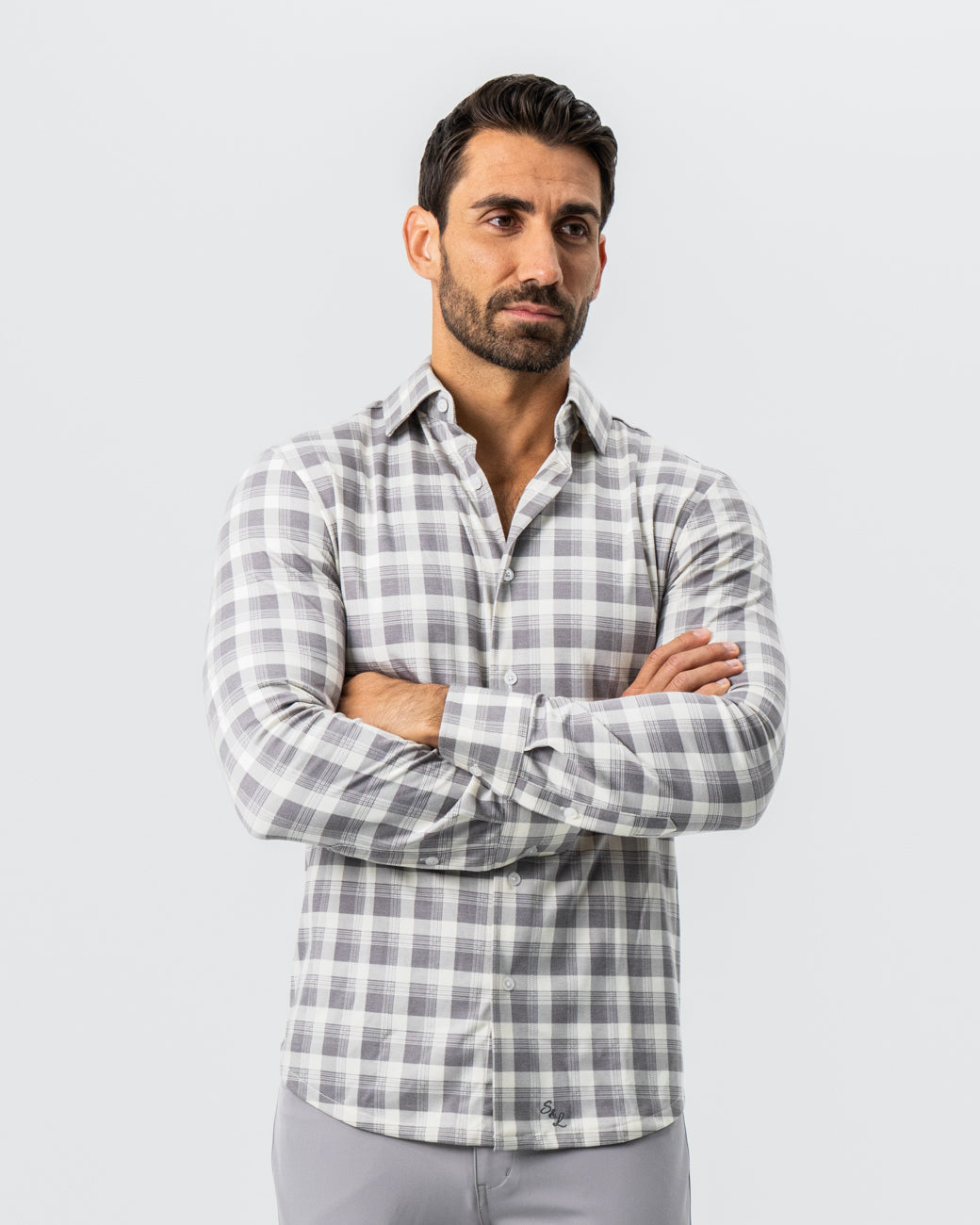 "The Holden" Grey Plaid Button Down