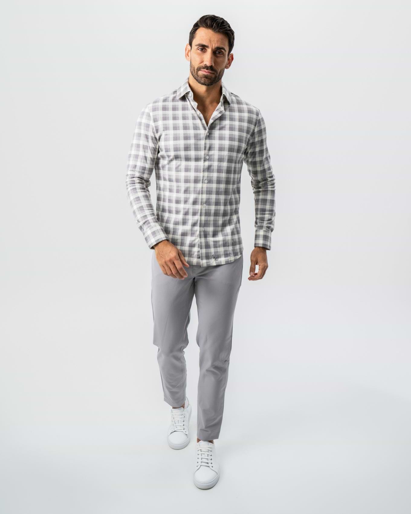 "The Holden" Grey Plaid Button Down