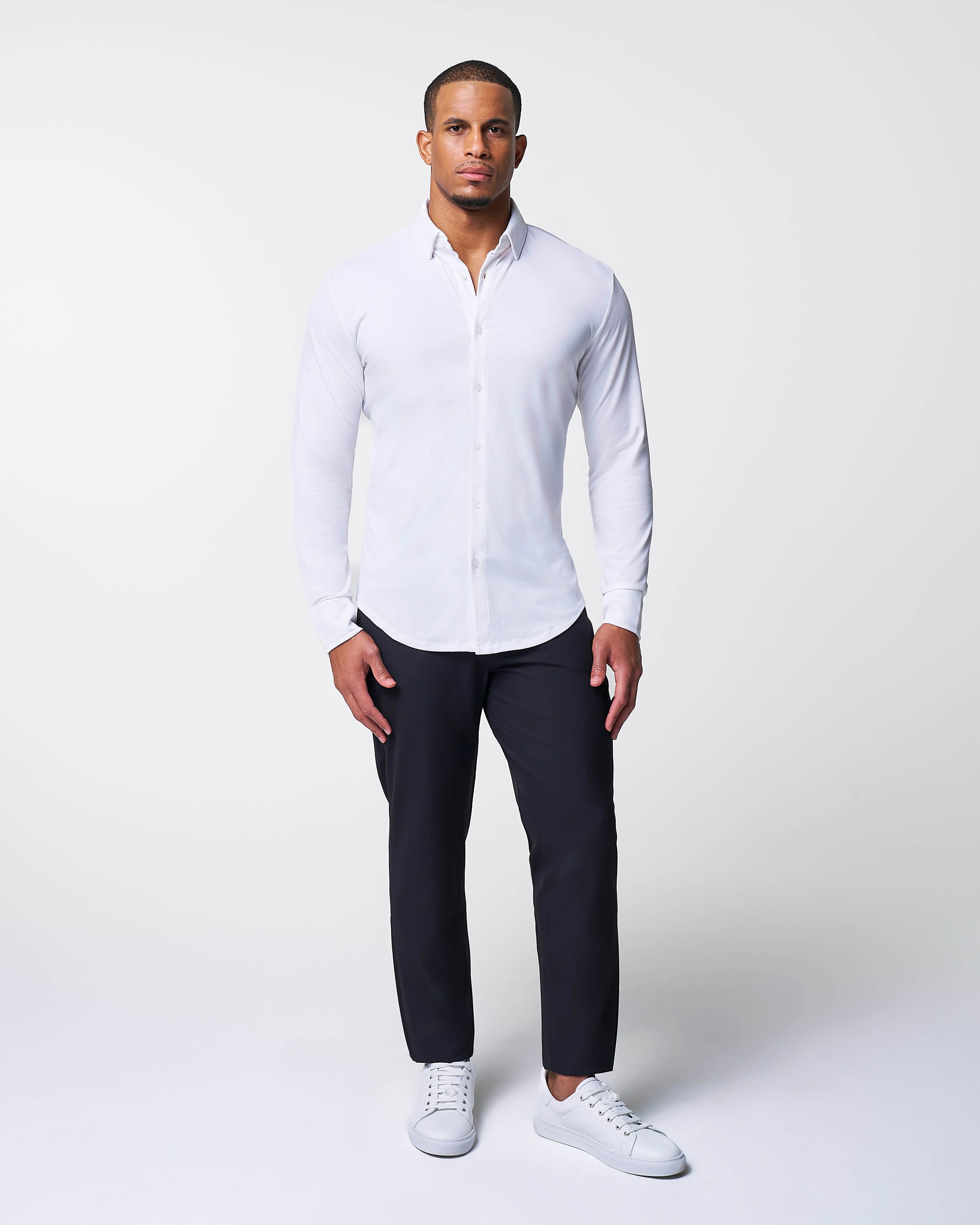 "The Mark" White Pique Button Down