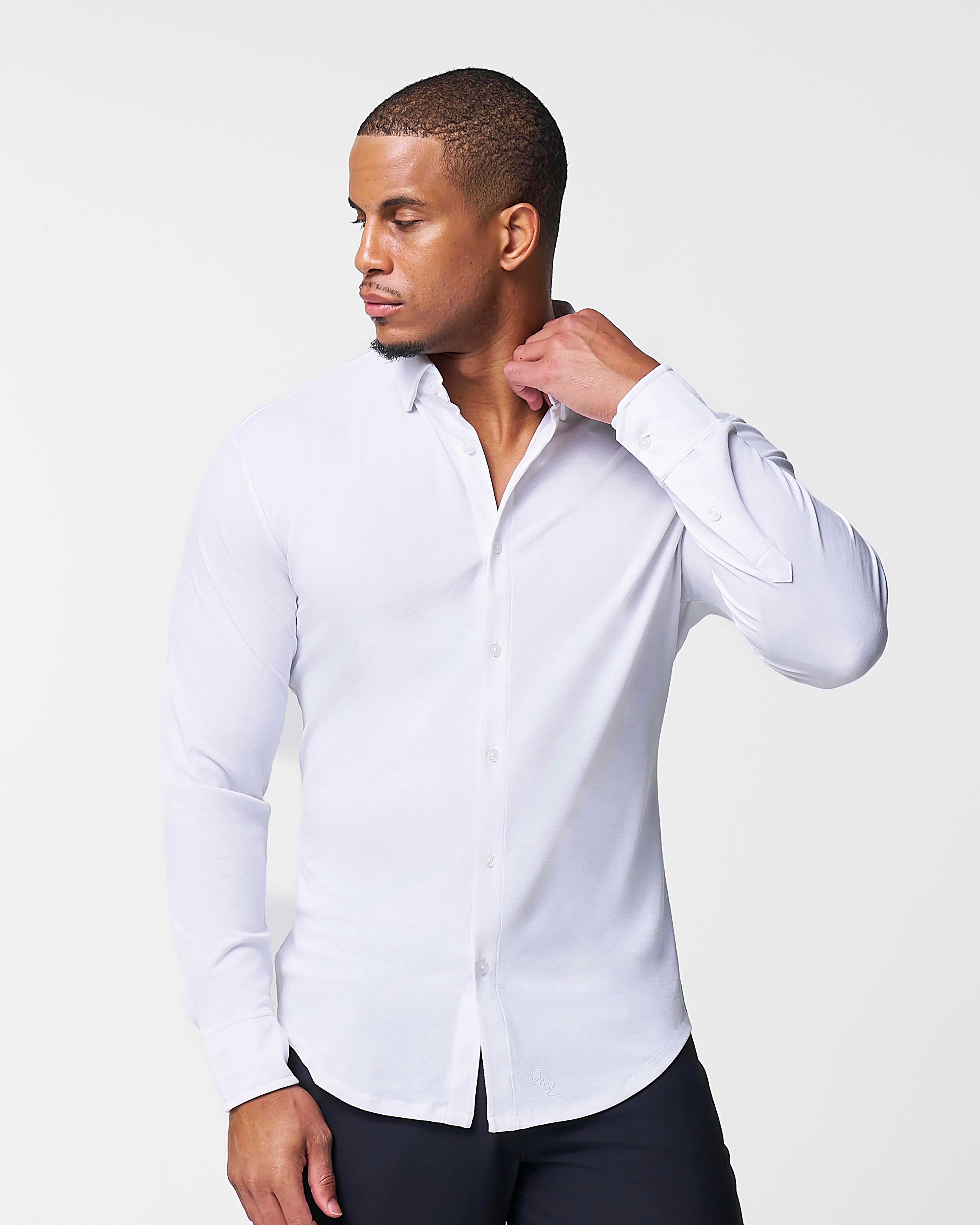 "The Mark" White Pique Button Down
