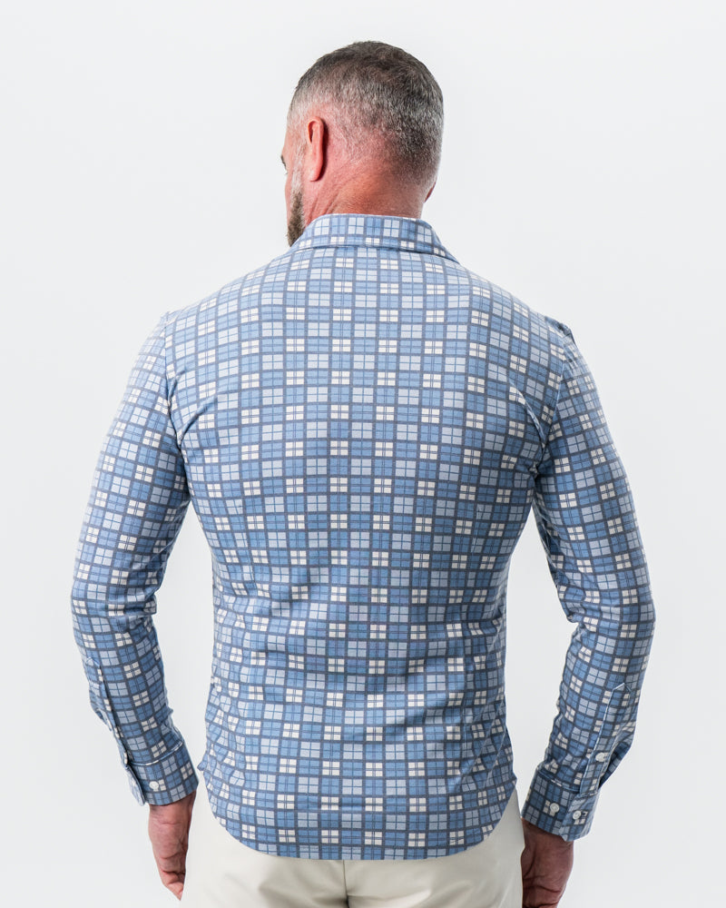 "The Ellis" Blue, Tan & Teal Plaid Button Down