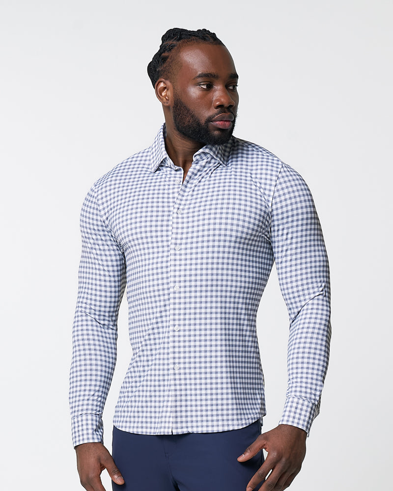 "The Jones" Sport Shirt - White & Grey Check
