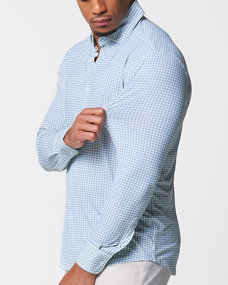 "The Laguna" Sport Shirt - Light Blue Gingham