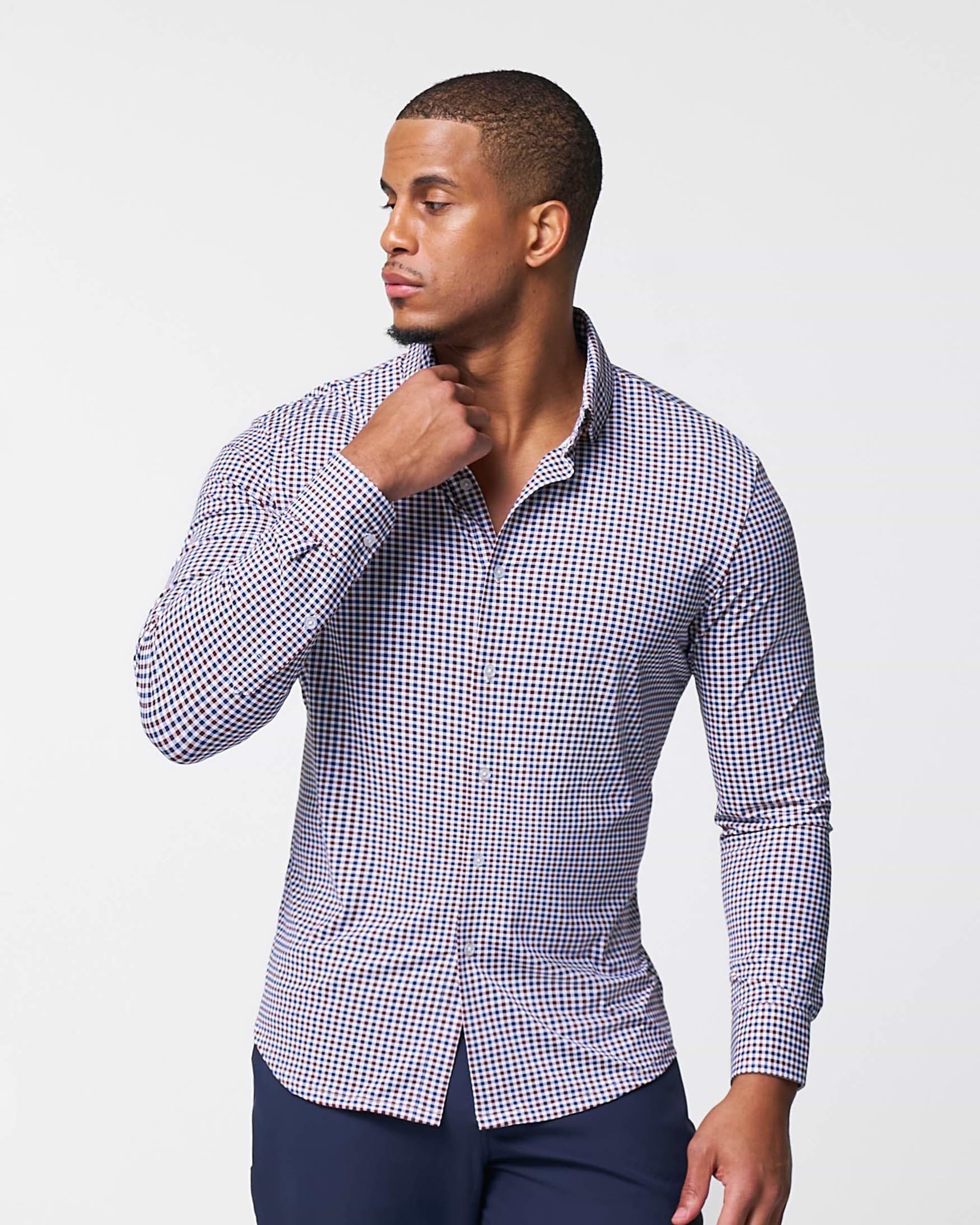 "The Ledger" Sport Shirt - Red, White and Navy Plaid