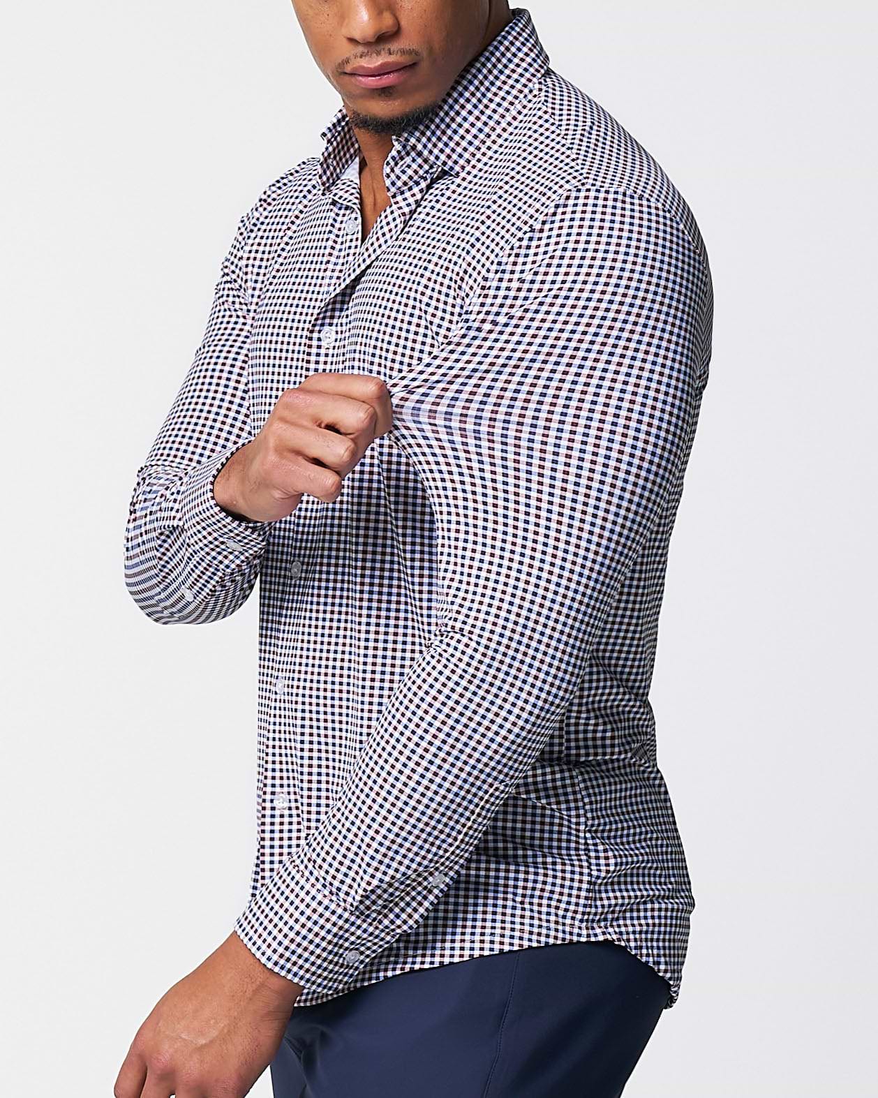 "The Ledger" Sport Shirt - Red, White and Navy Plaid