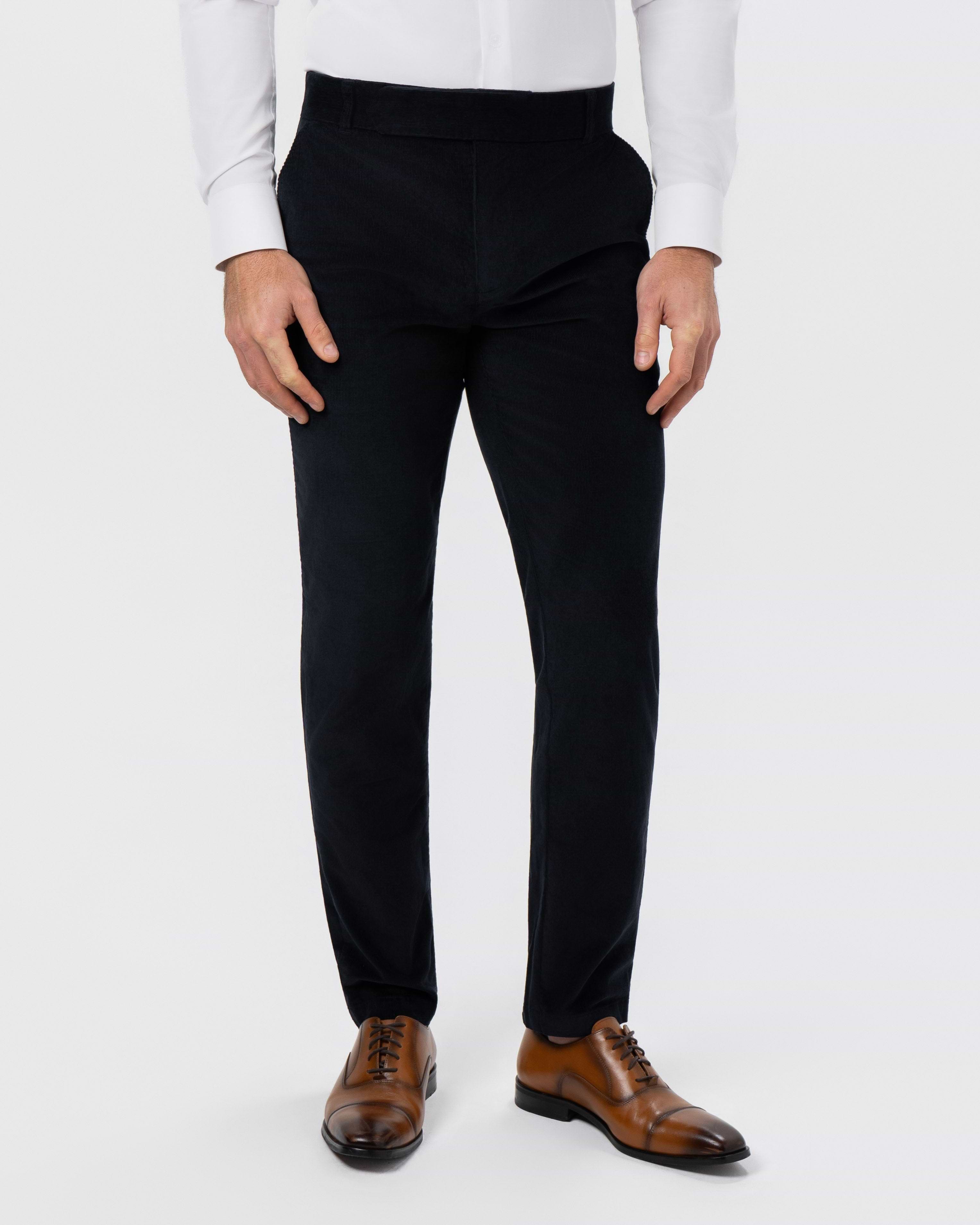 Corduroy Flat Front Waistband Pant - Dark Navy