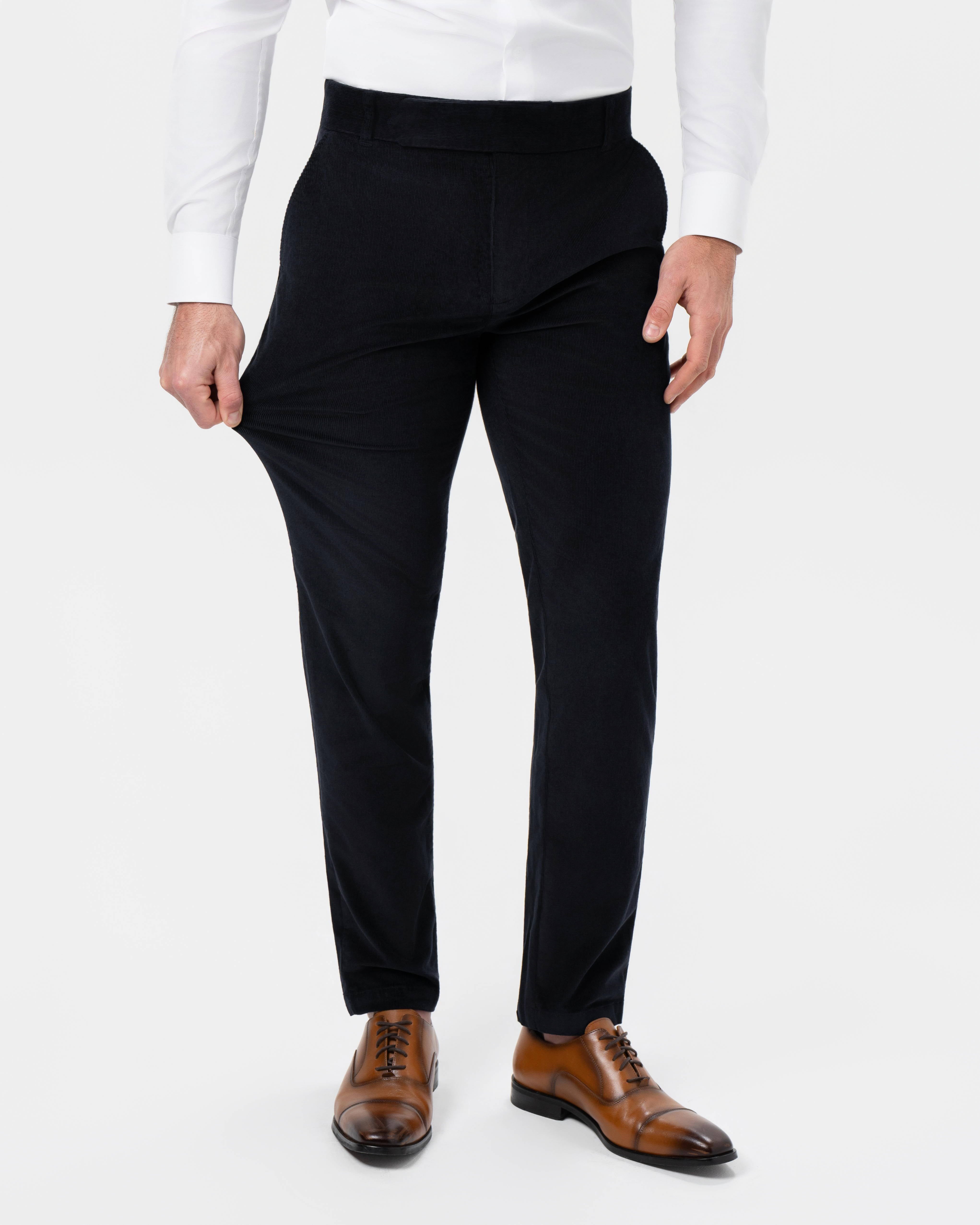 Corduroy Flat Front Waistband Pant - Dark Navy