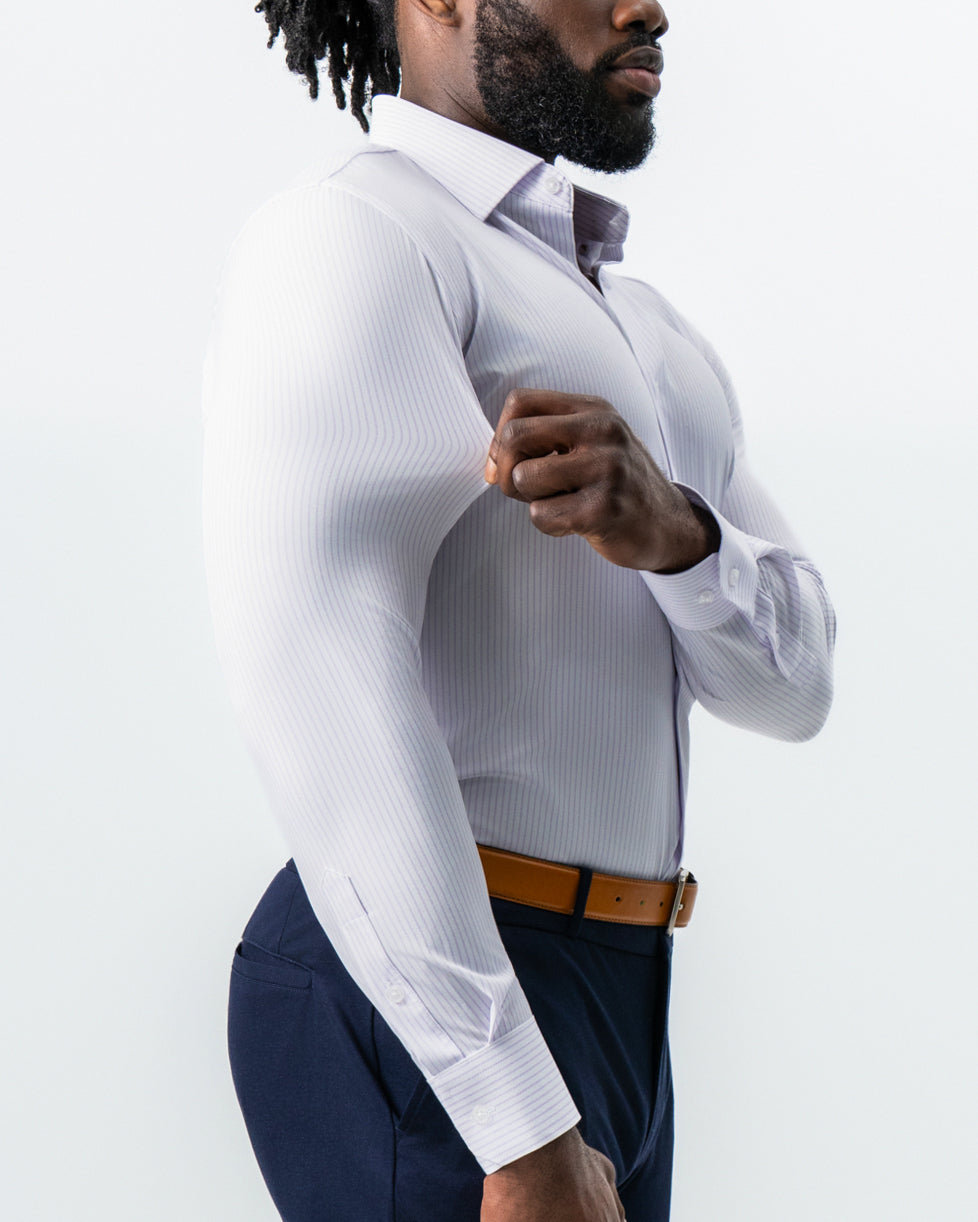 "The Fairmont" White with Lavender Mid-Stripe