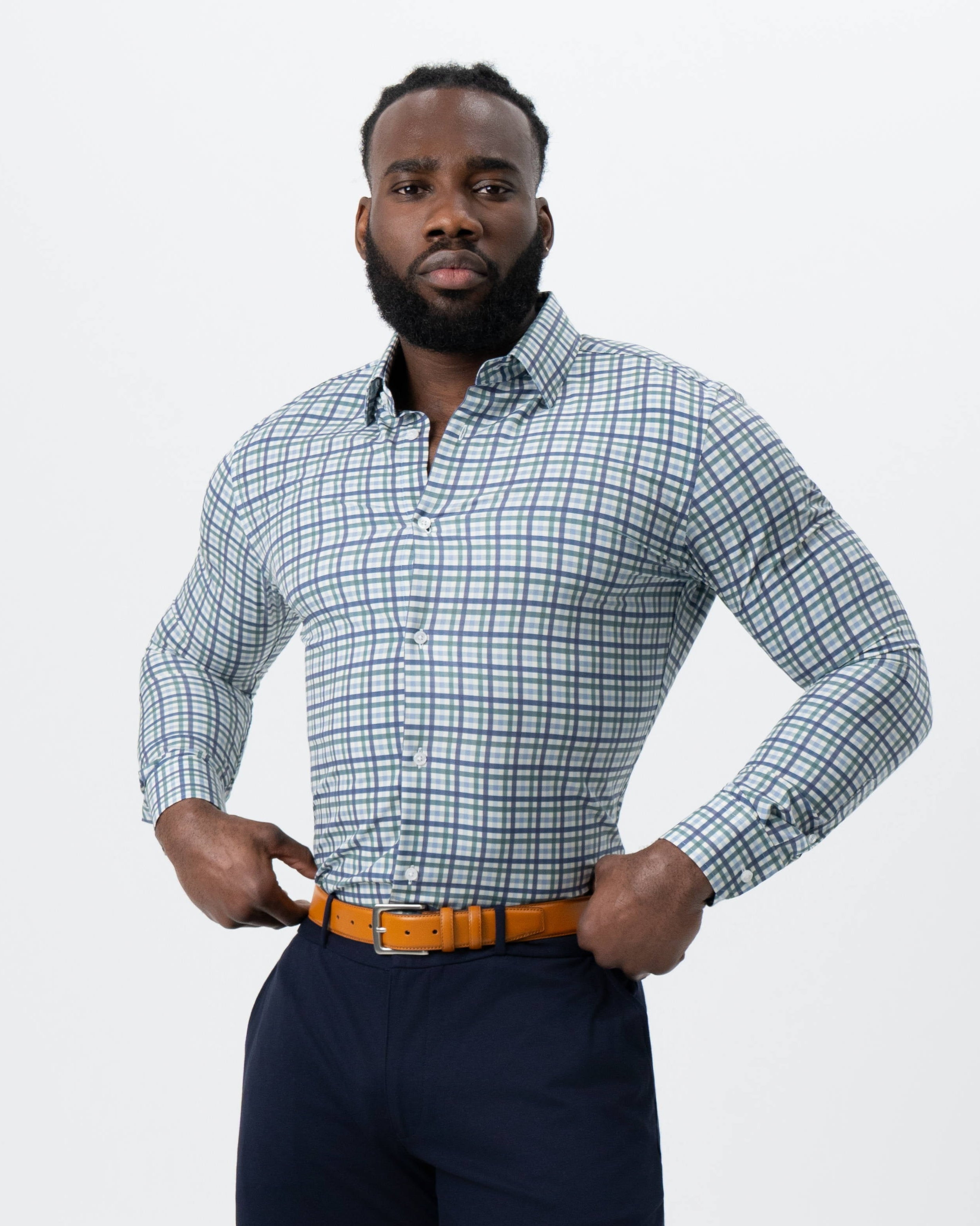 "The Parker" Navy, Light Blue and Pine Green Gingham