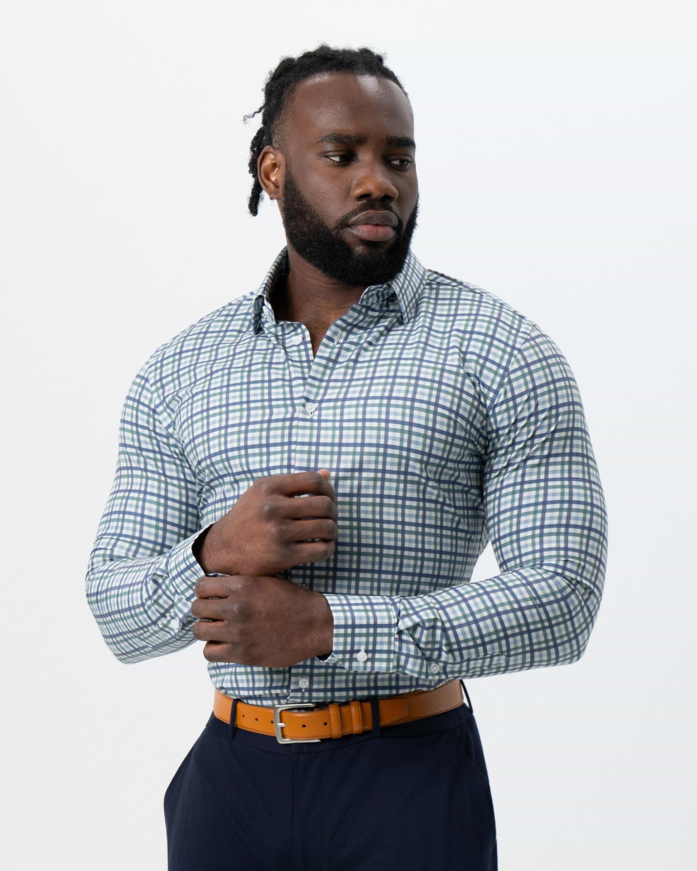 "The Parker" Navy, Light Blue and Pine Green Gingham