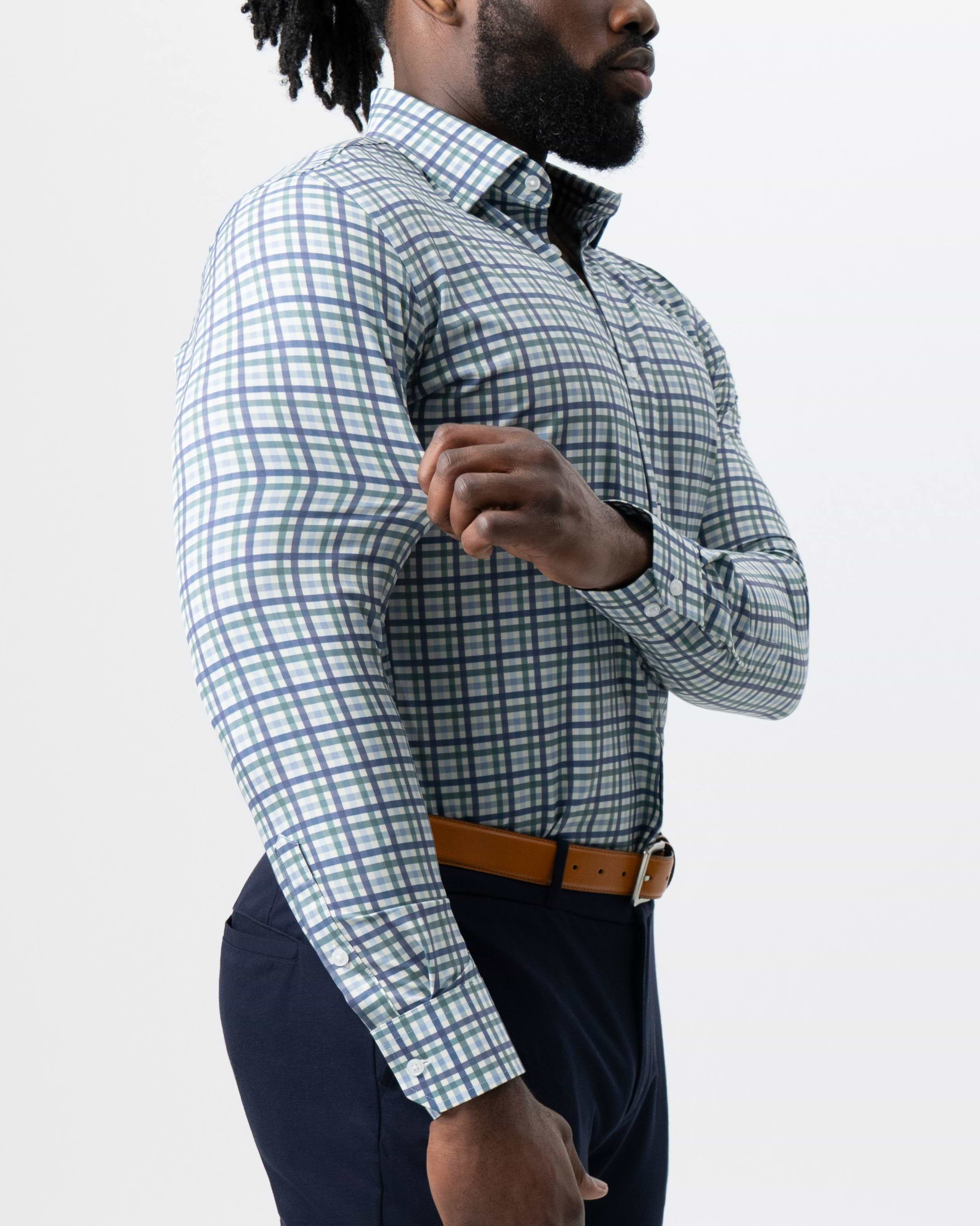 "The Parker" Navy, Light Blue and Pine Green Gingham