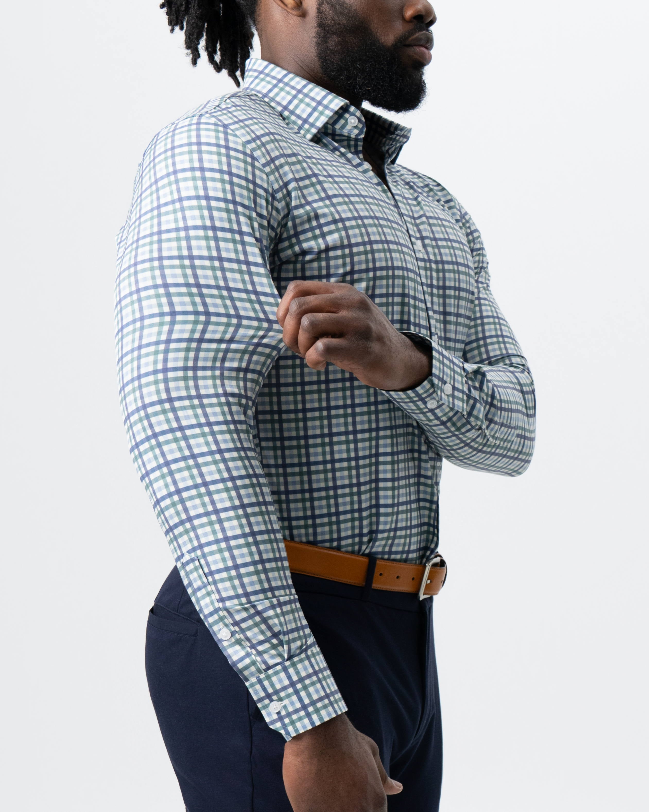 "The Parker" Navy, Light Blue and Pine Green Gingham