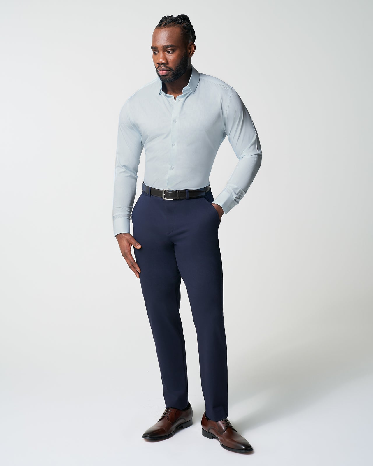 "The Belmont" Light Blue Pinstripe