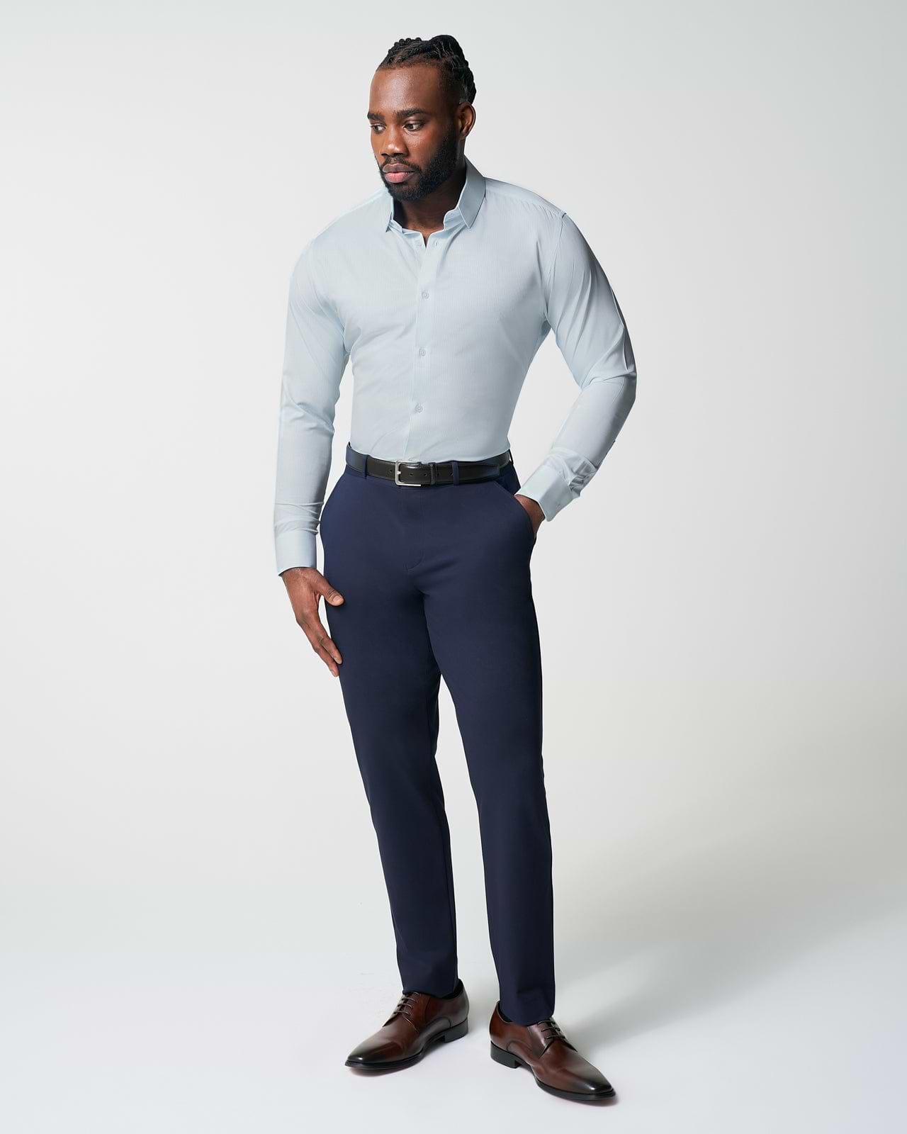 "The Belmont" Light Blue Pinstripe - Classic Fit