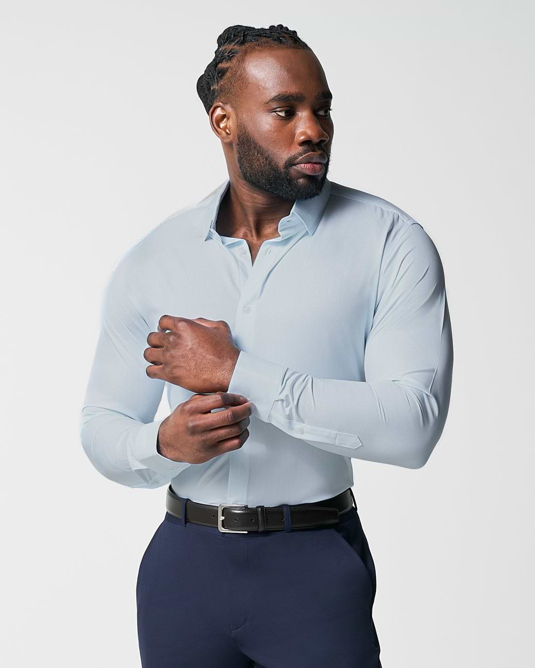 "The Belmont" Light Blue Pinstripe