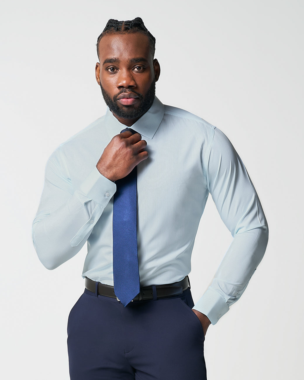 "The Belmont" Light Blue Pinstripe