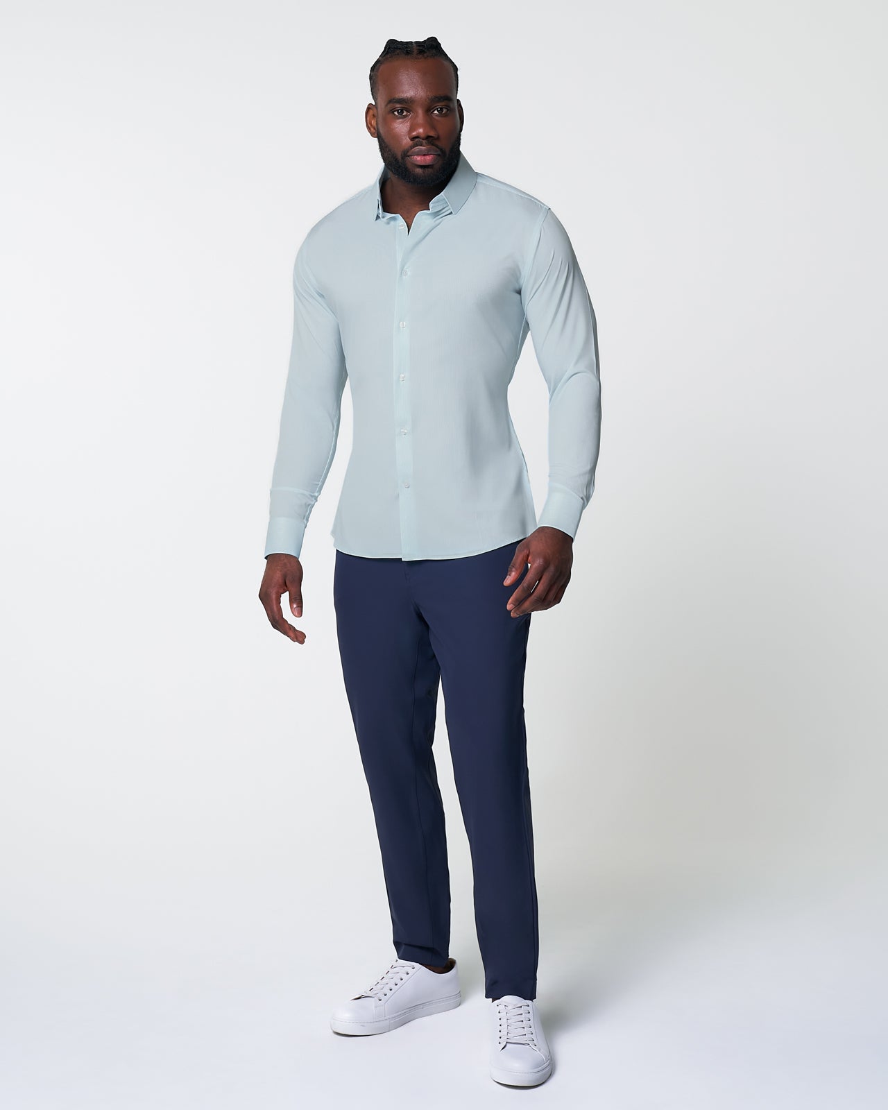 "The Belmont" Light Blue Pinstripe - Classic Fit