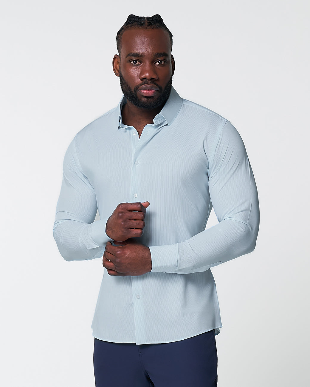 "The Belmont" Light Blue Pinstripe