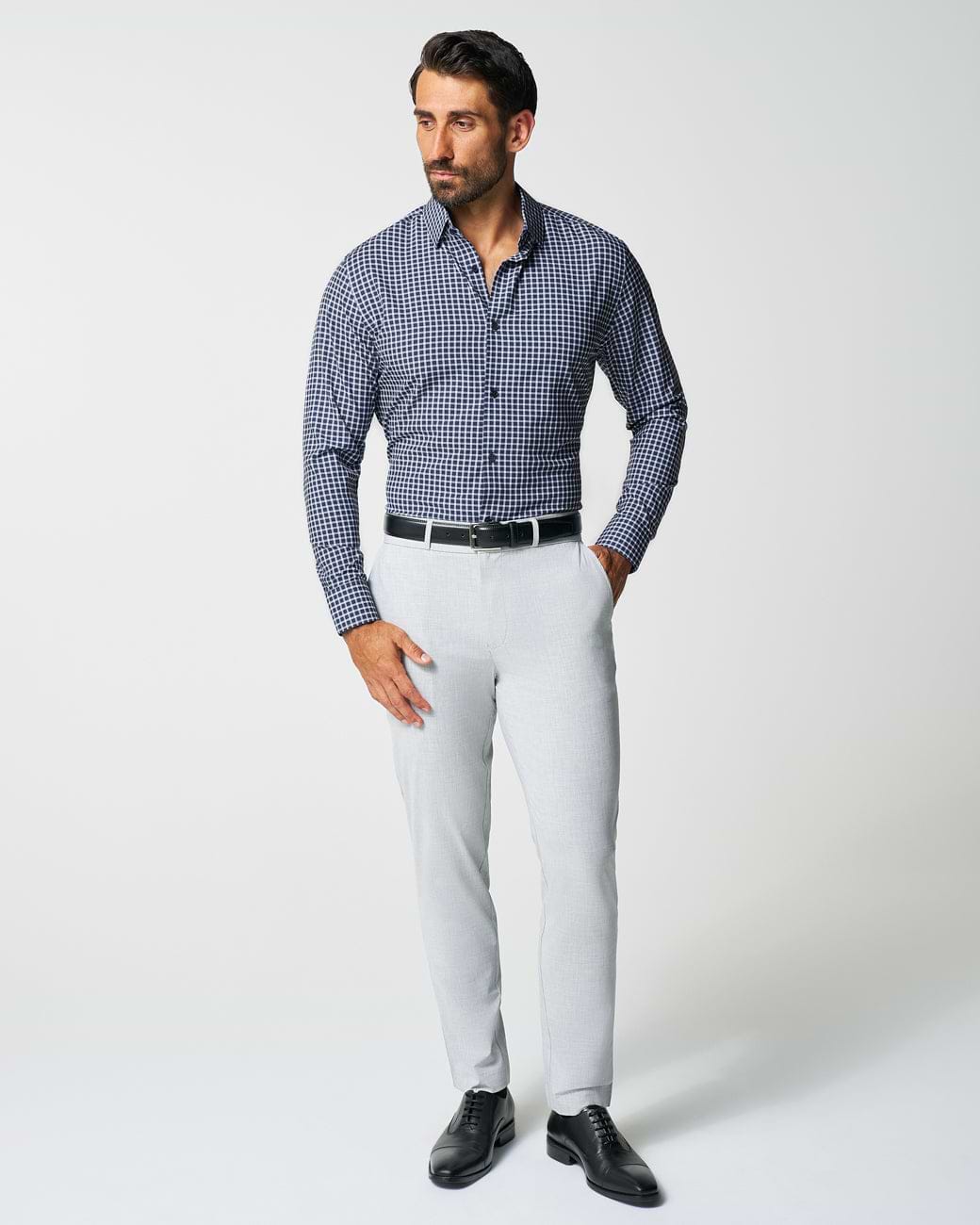 "The Callahan" Blue and White Mini Plaid - Classic Fit