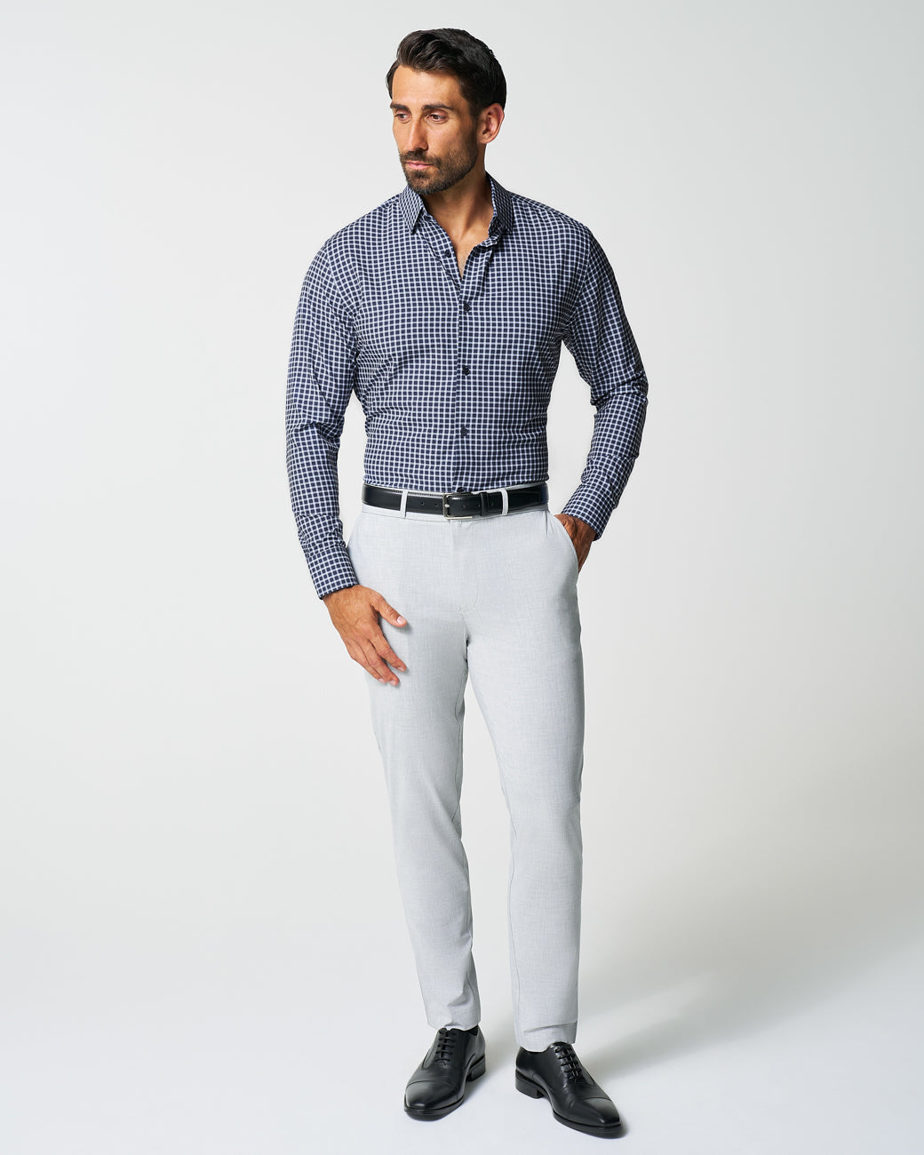 "The Callahan" Blue and White Mini Plaid - Classic Fit