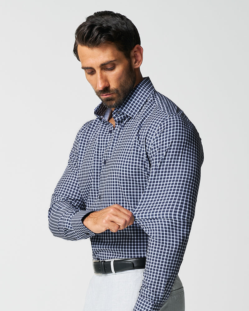 "The Callahan" Blue and White Mini Plaid - Classic Fit
