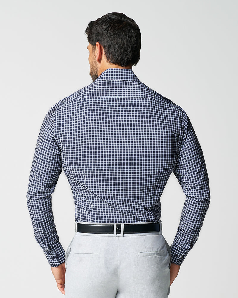 "The Callahan" Blue and White Mini Plaid - Classic Fit