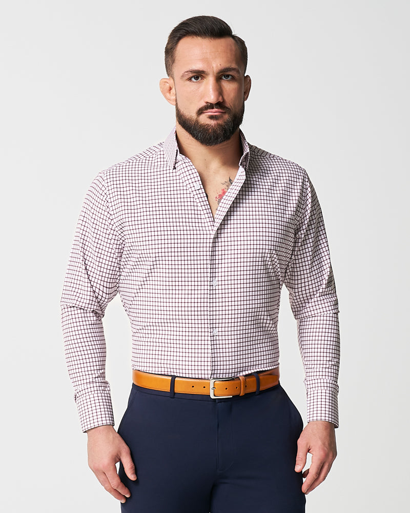 "The Maurice" Maroon Windowpane