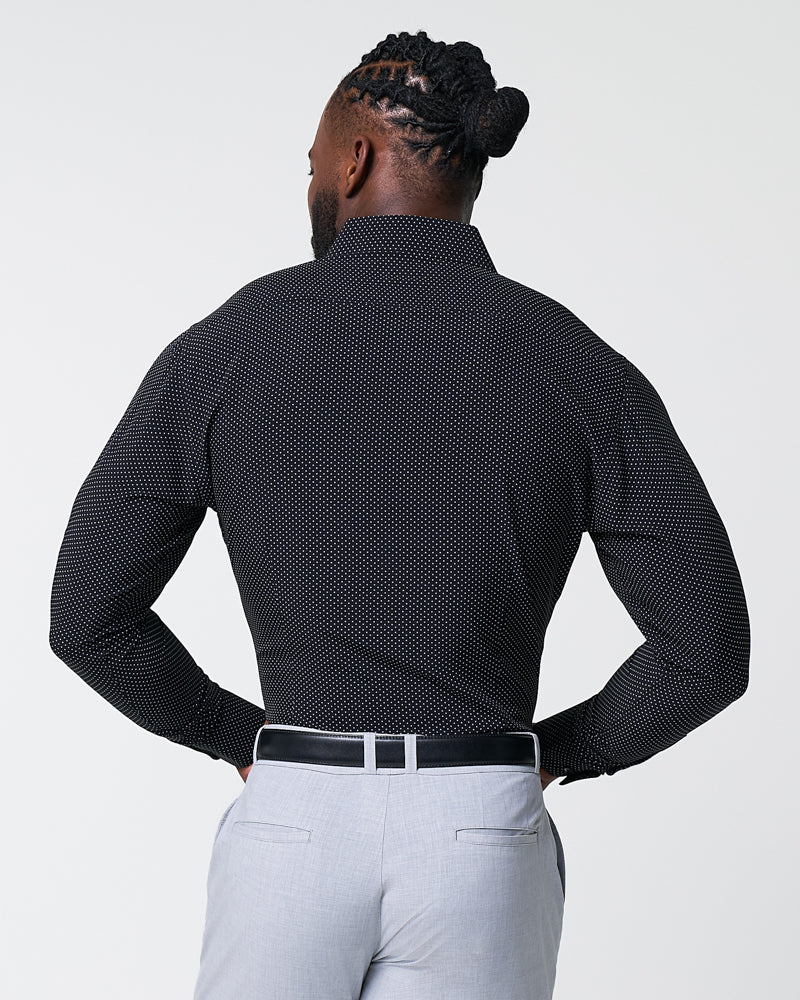 "The Reader" Black with White Dots