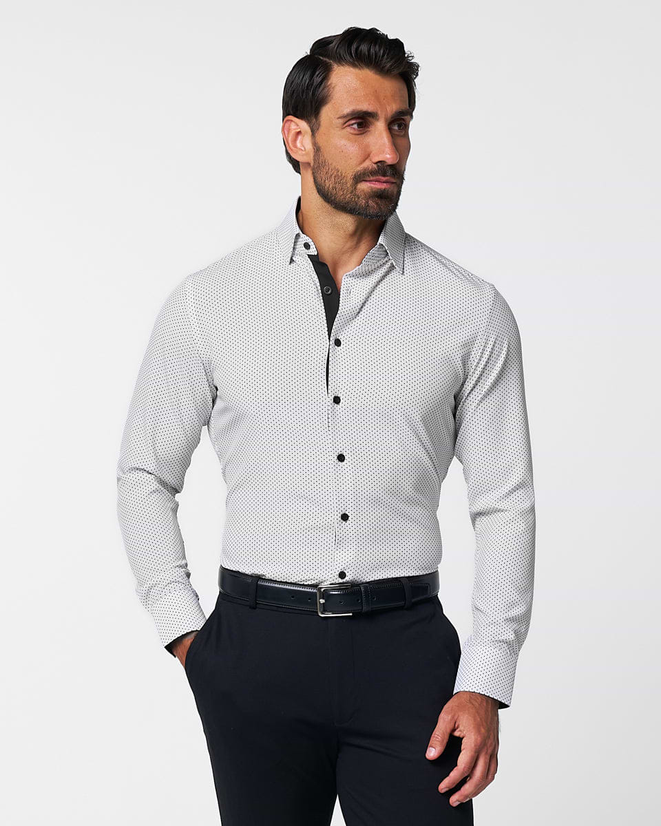 "The Tatar" White With Black Polka Dots