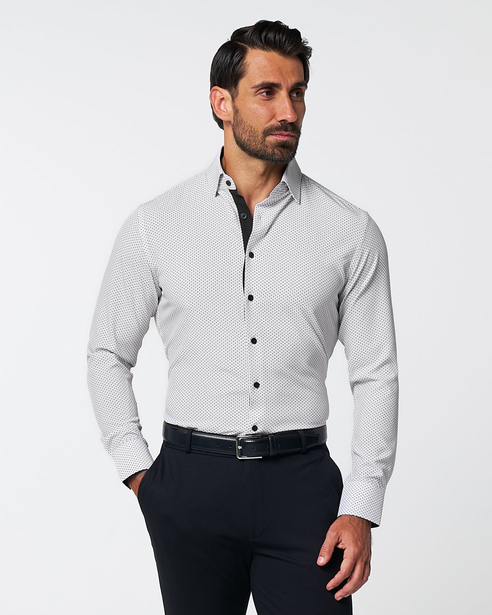 "The Tatar" White With Black Polka Dots