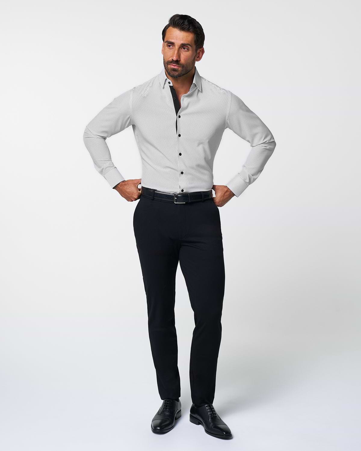 "The Tatar" White With Black Polka Dots