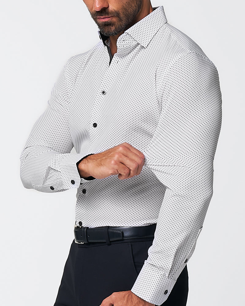 "The Tatar" White With Black Polka Dots