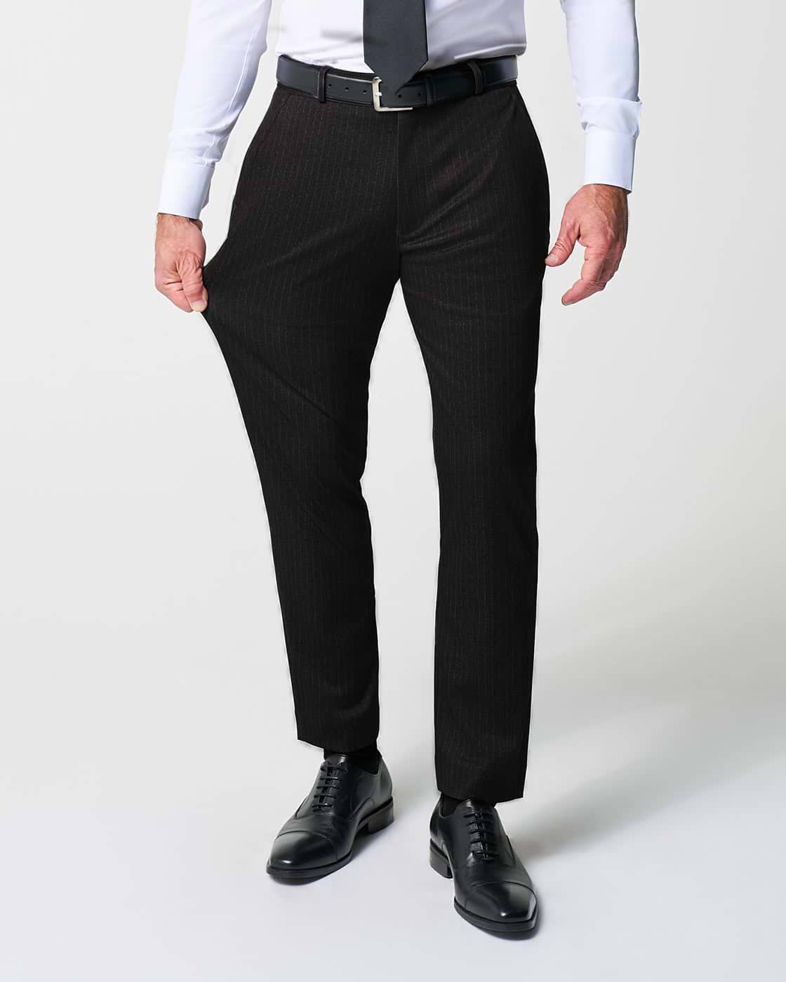 Athletic Fit Stretch Suit - Knit Charcoal Chalk Stripe