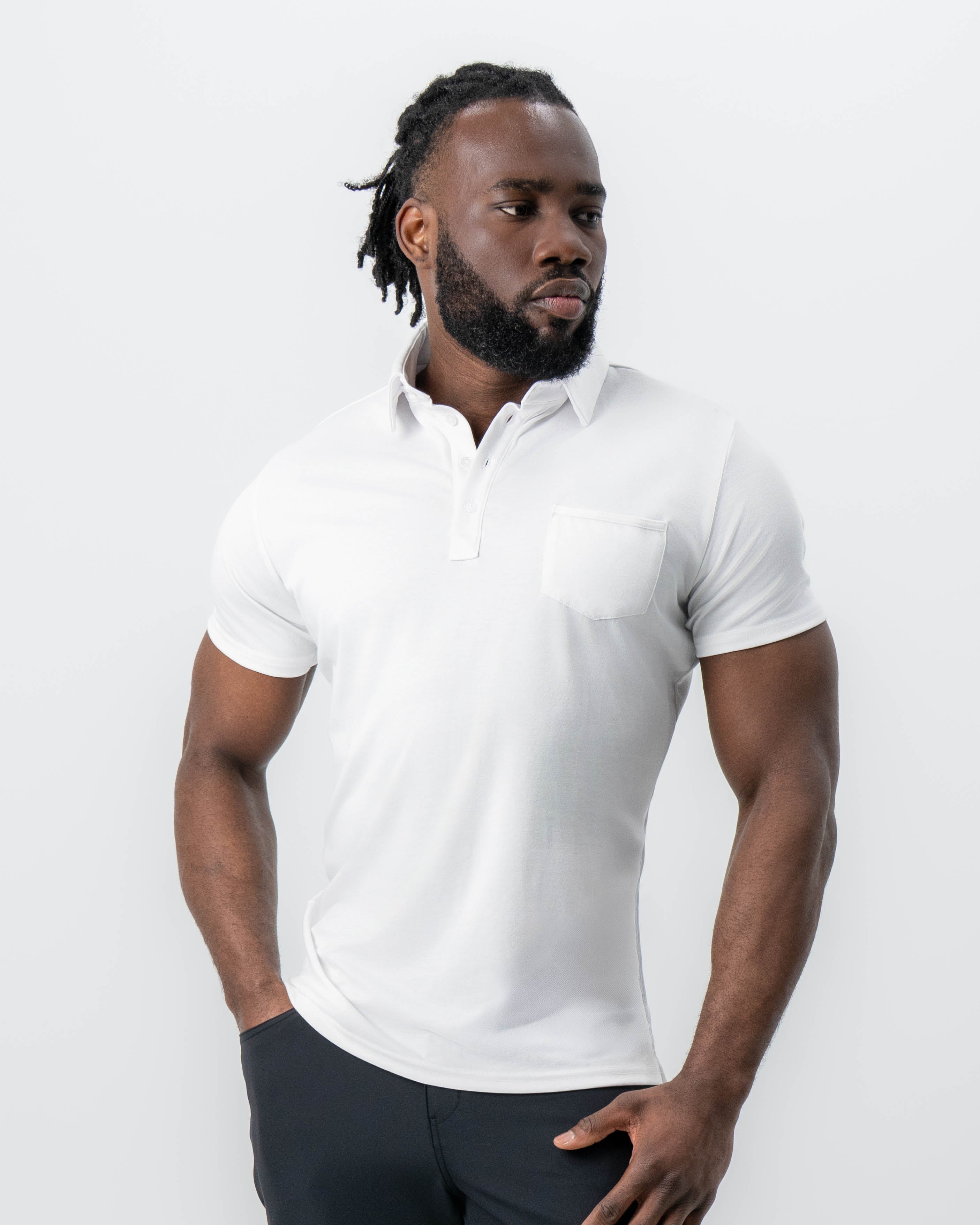 "The Noah" White Pique Polo