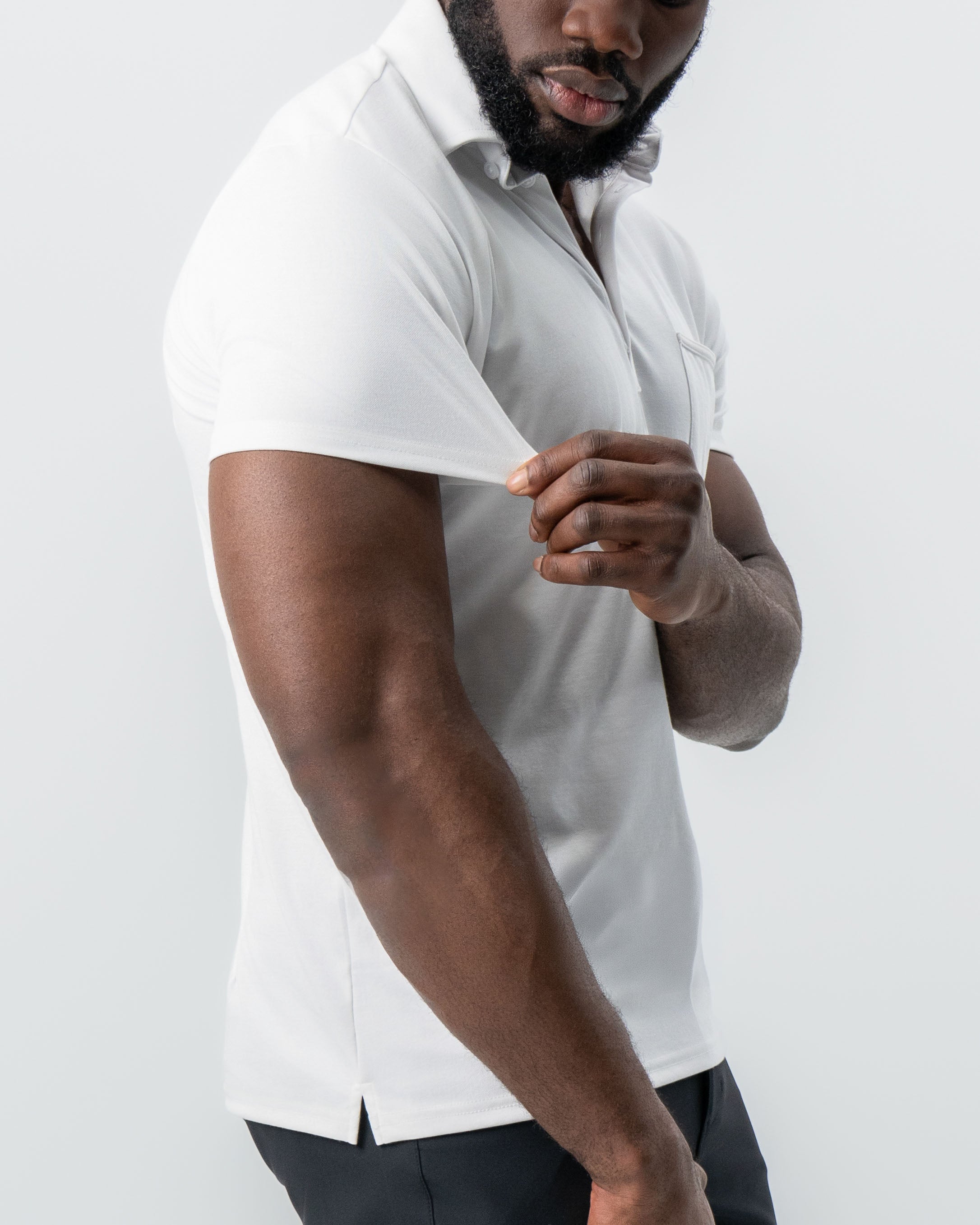 "The Noah" White Pique Polo