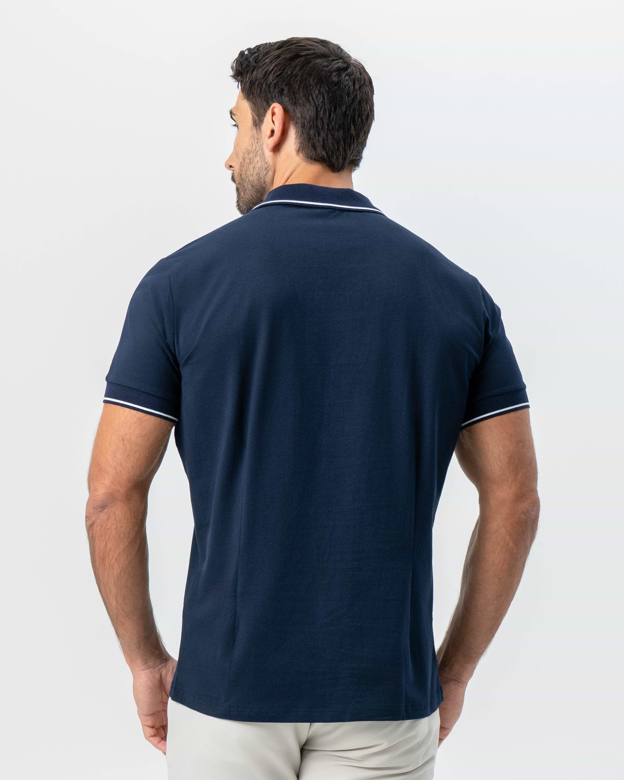 "The Rhett" Navy With White Tipped Polo