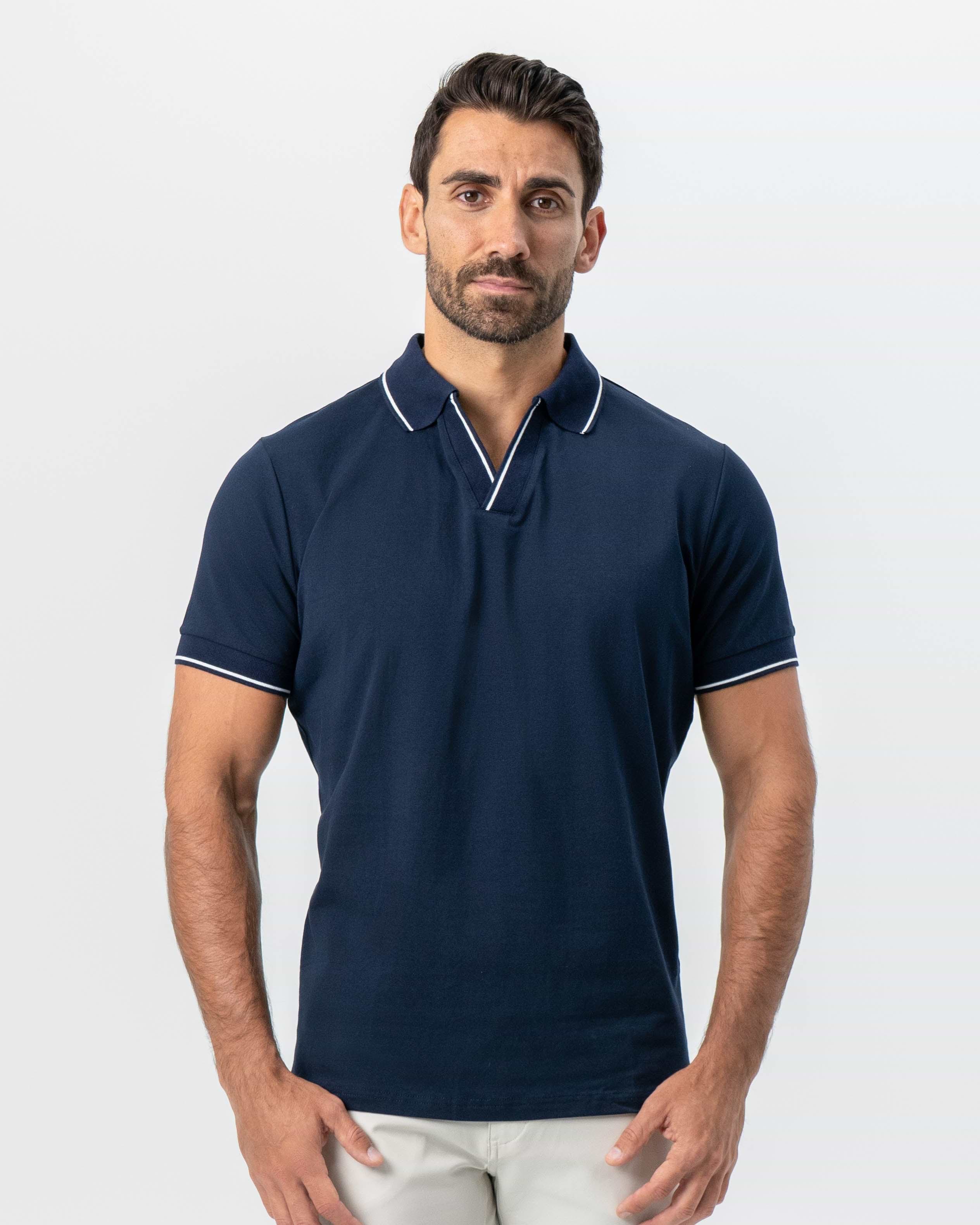 "The Rhett" Navy With White Tipped Polo