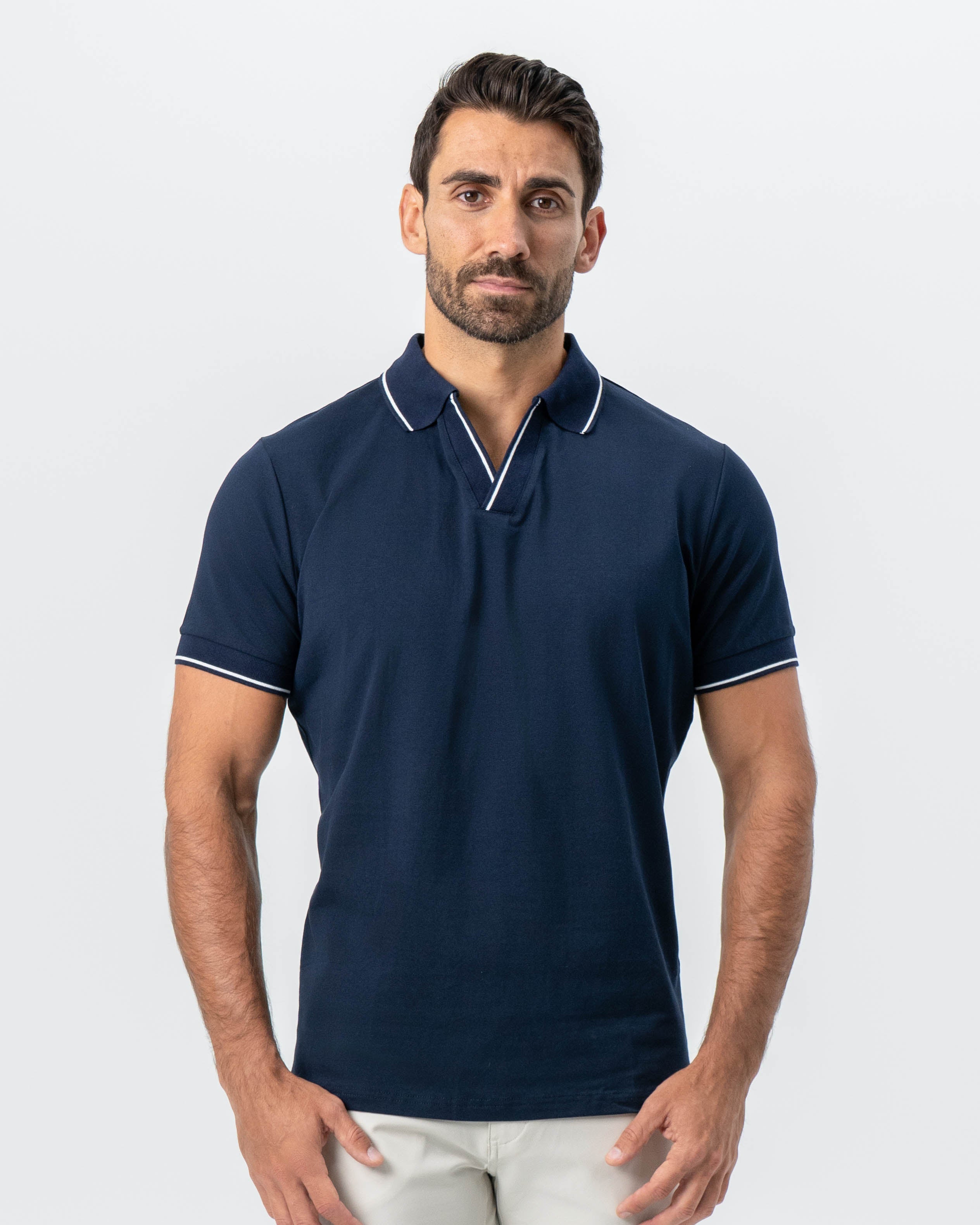 "The Rhett" Navy With White Tipped Polo