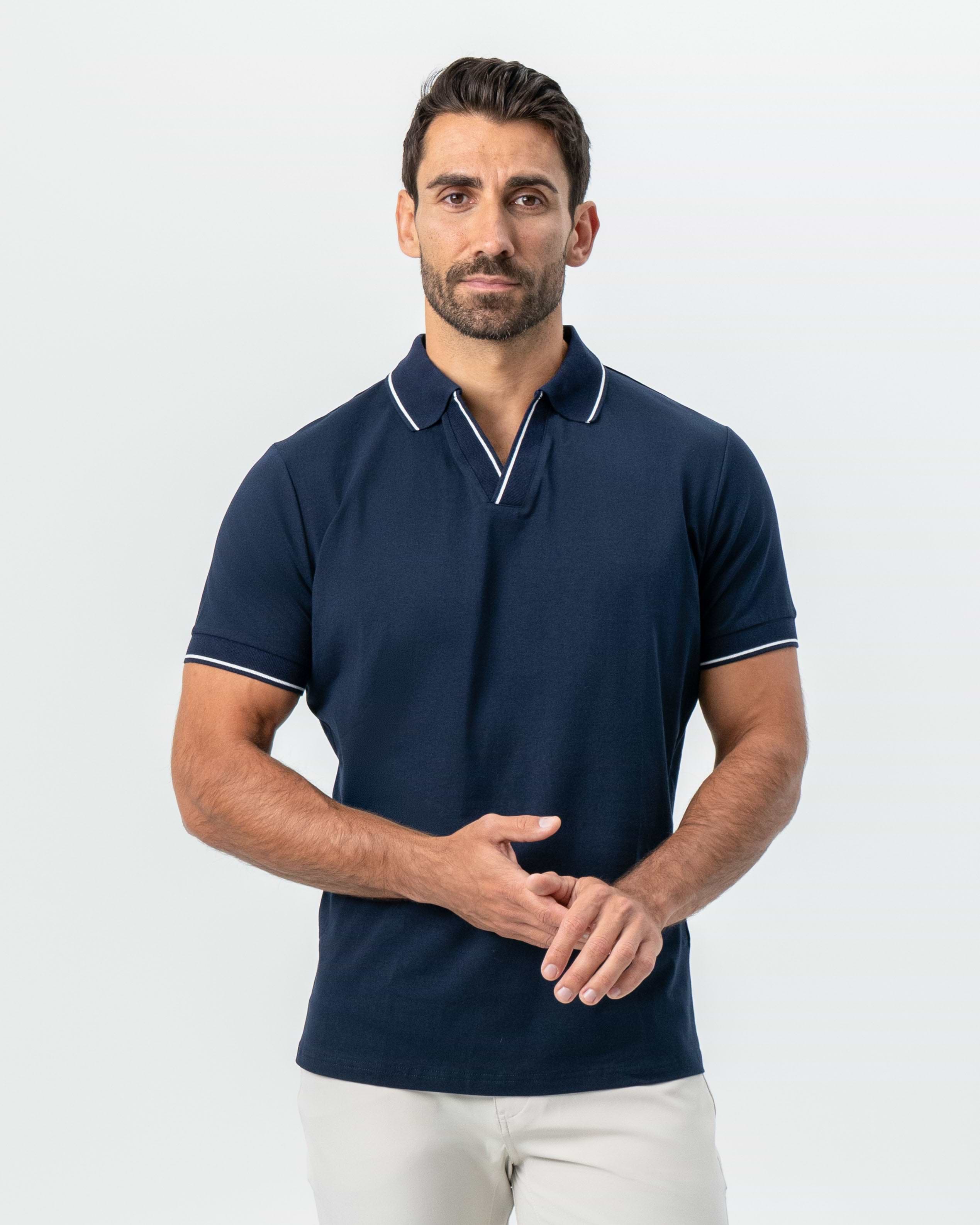 "The Rhett" Navy With White Tipped Polo
