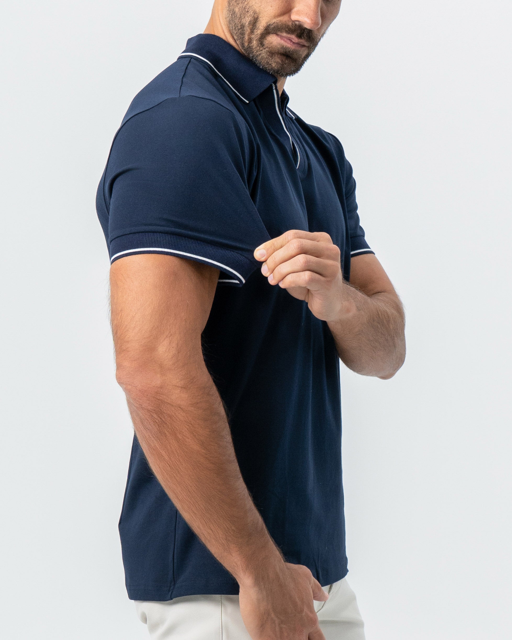 "The Rhett" Navy With White Tipped Polo