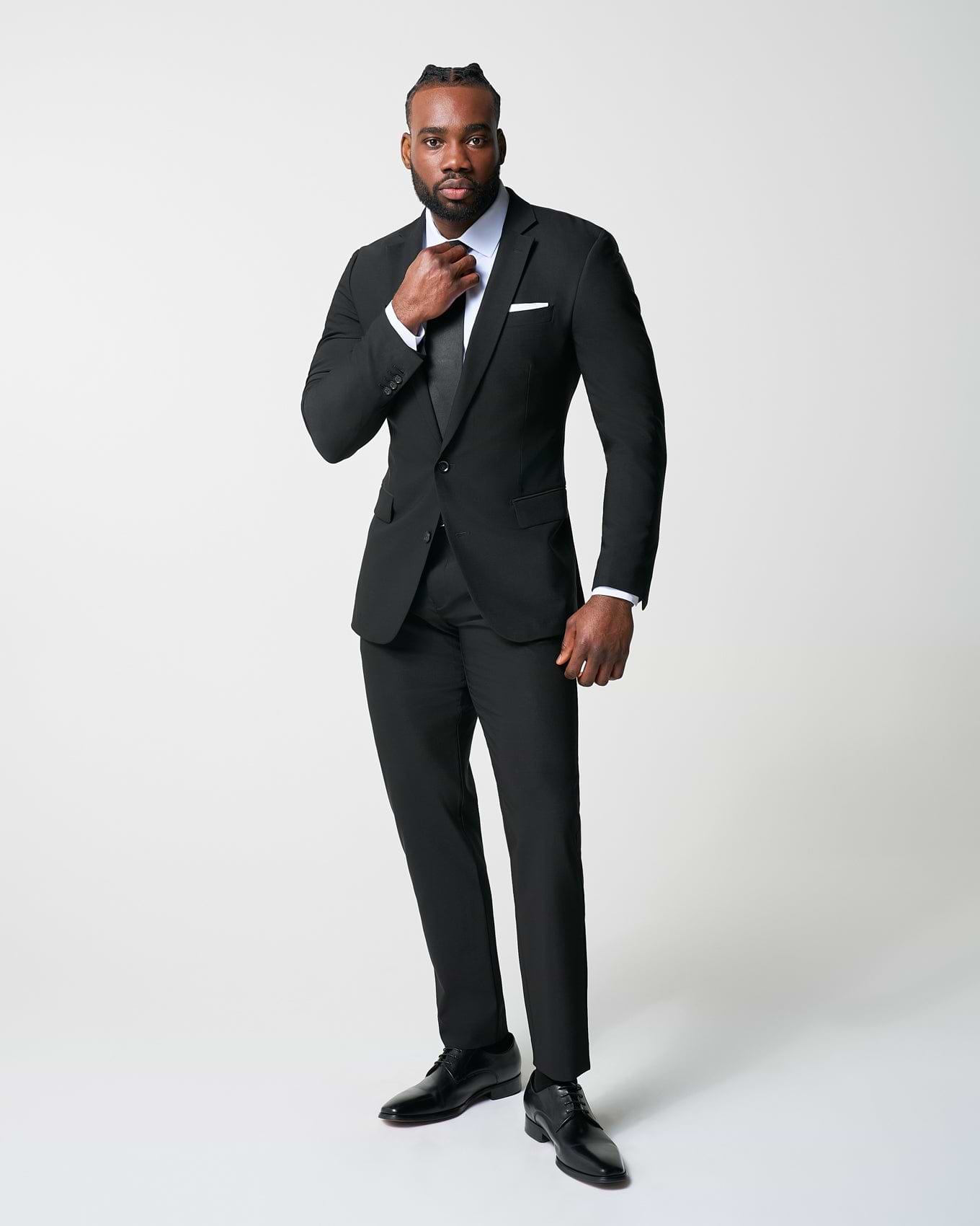 Athletic Fit Stretch Suit - Heathered Black