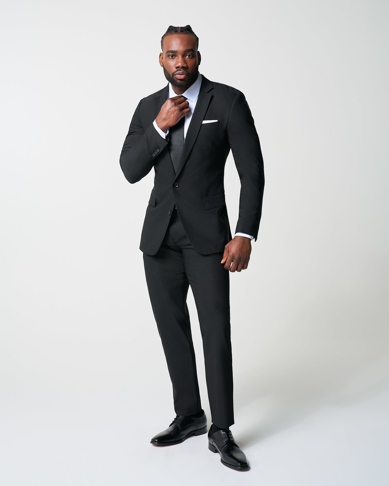 Athletic Fit Stretch Suit - Heathered Black