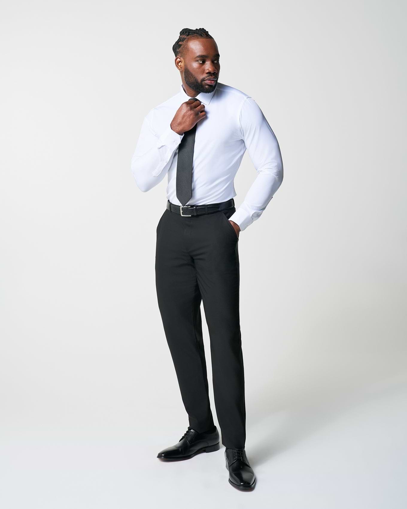 Athletic Fit Stretch Suit - Heathered Black